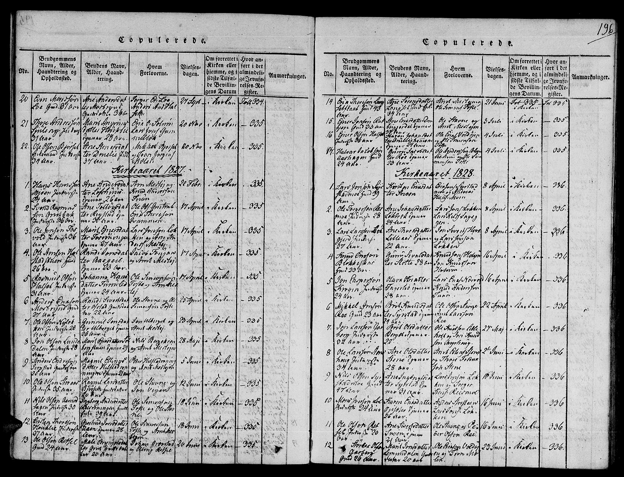 Ministerialprotokoller, klokkerbøker og fødselsregistre - Sør-Trøndelag, AV/SAT-A-1456/672/L0853: Ministerialbok nr. 672A06 /1, 1816-1829, s. 196