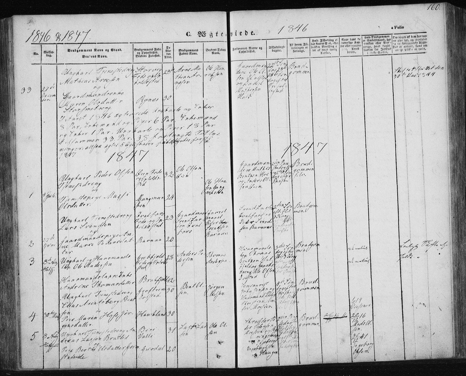 Ministerialprotokoller, klokkerbøker og fødselsregistre - Nordland, AV/SAT-A-1459/820/L0291: Ministerialbok nr. 820A12, 1846-1854, s. 160
