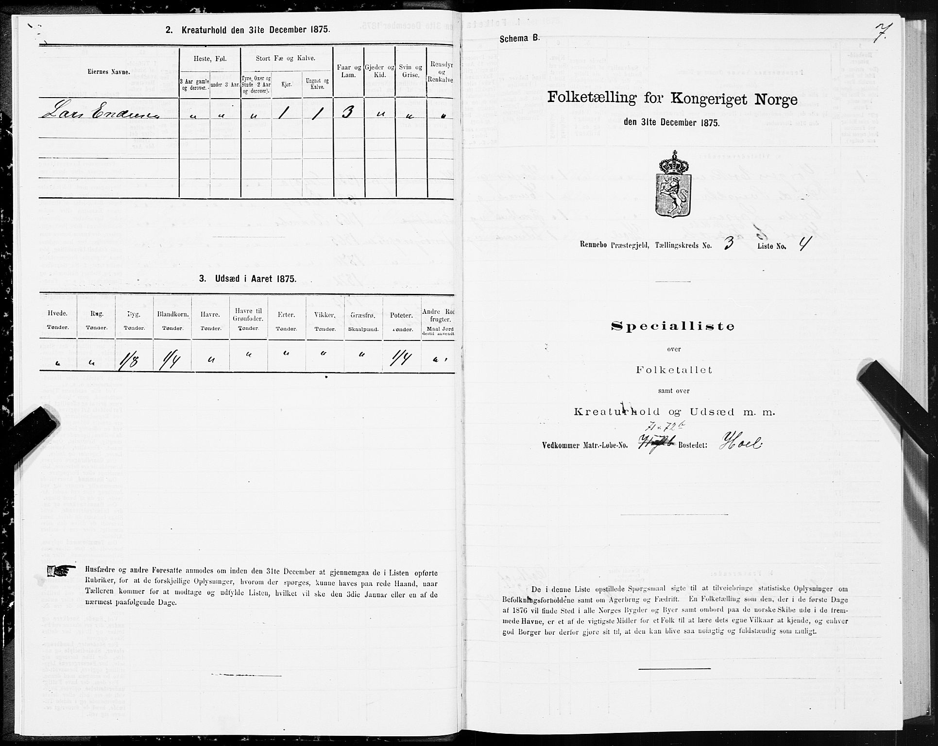SAT, Folketelling 1875 for 1635P Rennebu prestegjeld, 1875, s. 2007