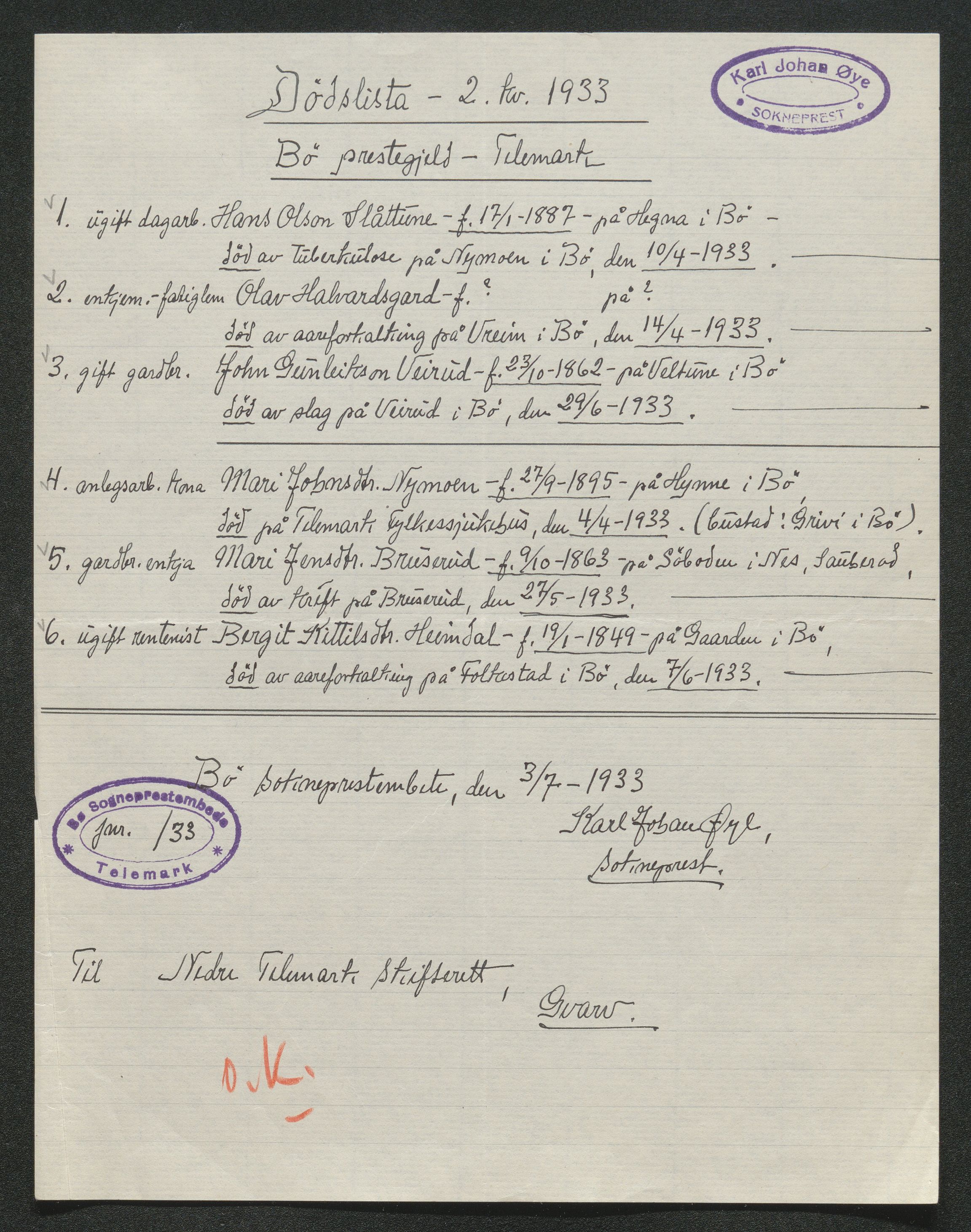 Nedre Telemark sorenskriveri, SAKO/A-135/H/Ha/Hab/L0008: Dødsfallsfortegnelser
, 1931-1935, s. 823