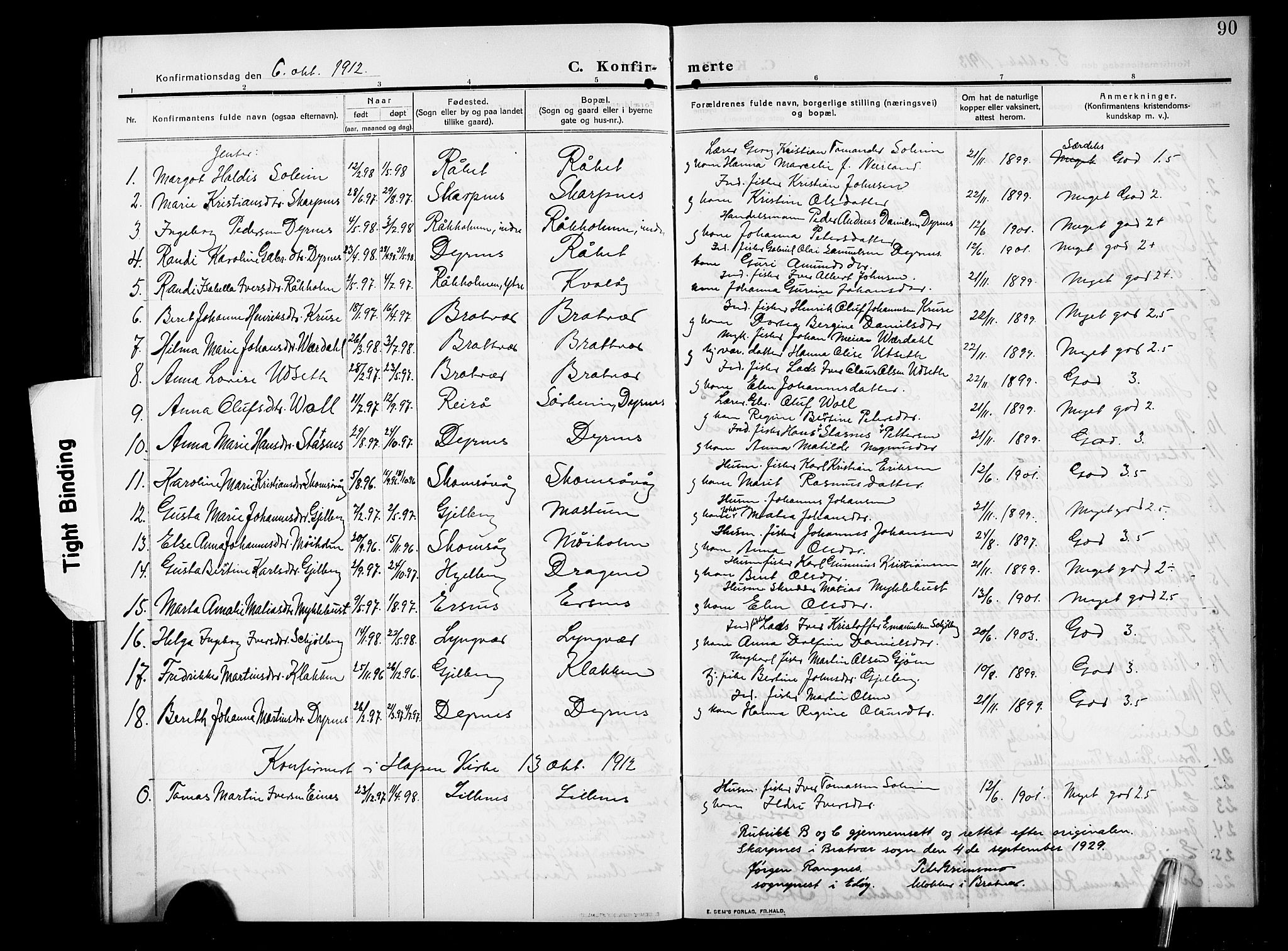 Ministerialprotokoller, klokkerbøker og fødselsregistre - Møre og Romsdal, AV/SAT-A-1454/582/L0949: Klokkerbok nr. 582C01, 1909-1925, s. 90