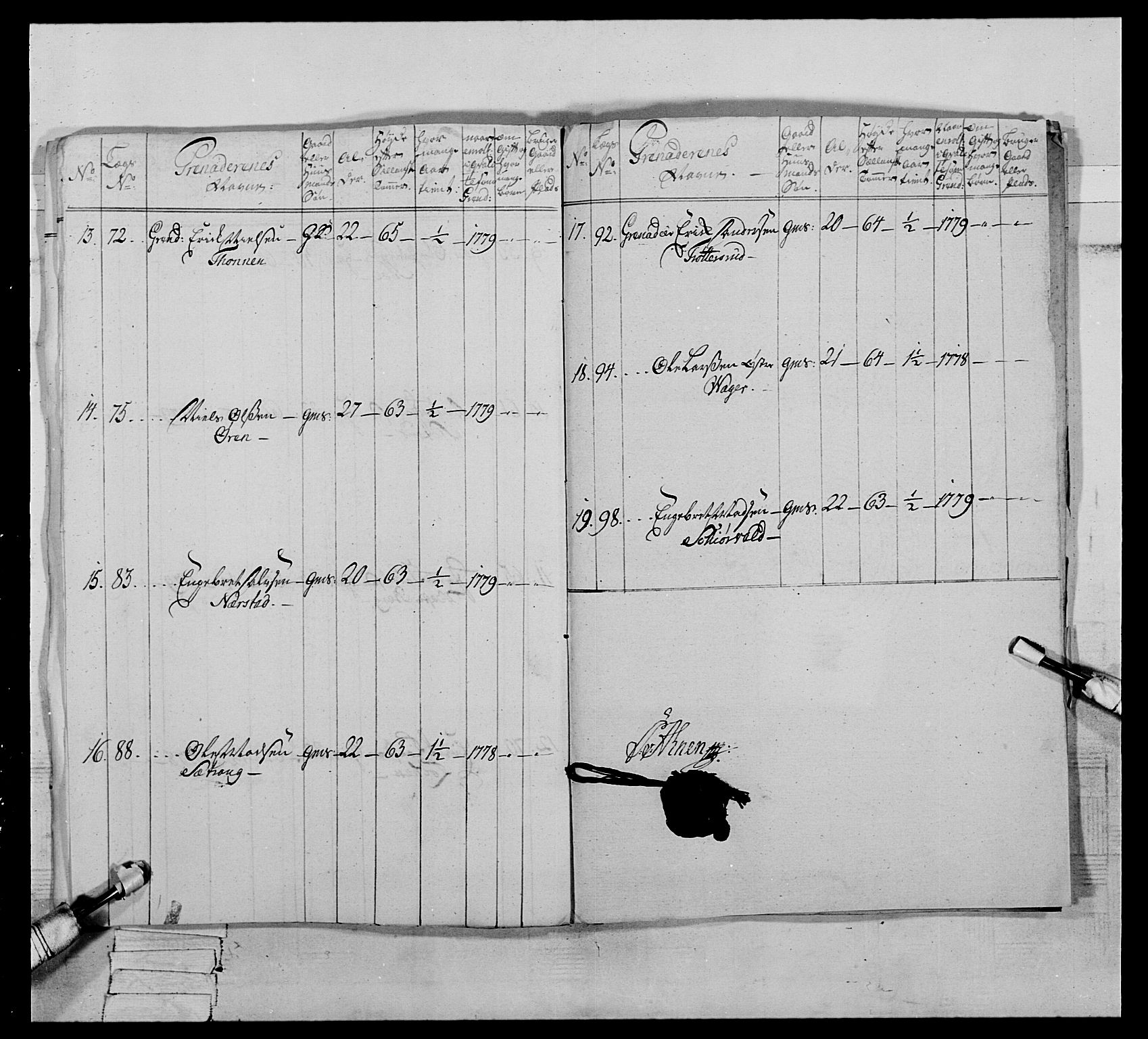 Generalitets- og kommissariatskollegiet, Det kongelige norske kommissariatskollegium, AV/RA-EA-5420/E/Eh/L0064: 2. Opplandske nasjonale infanteriregiment, 1774-1784, s. 490