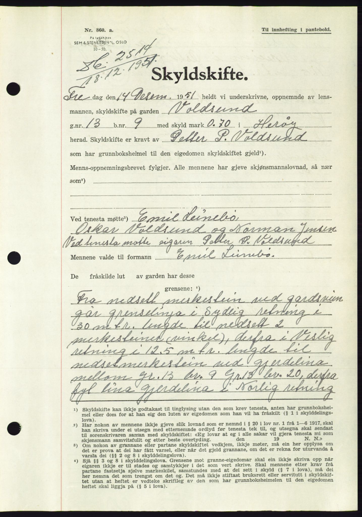 Søre Sunnmøre sorenskriveri, AV/SAT-A-4122/1/2/2C/L0090: Pantebok nr. 16A, 1951-1951, Dagboknr: 2514/1951