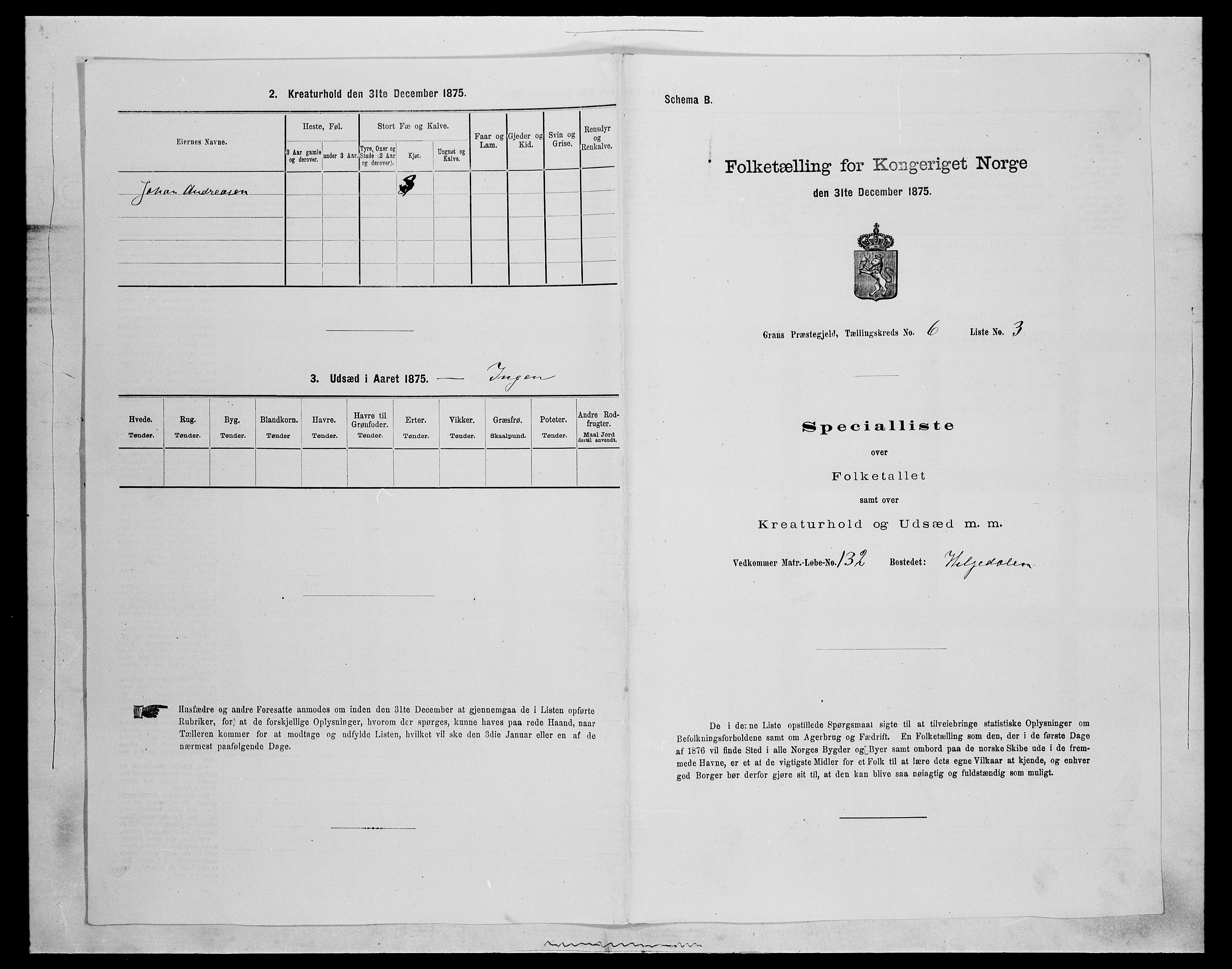 SAH, Folketelling 1875 for 0534P Gran prestegjeld, 1875, s. 1025