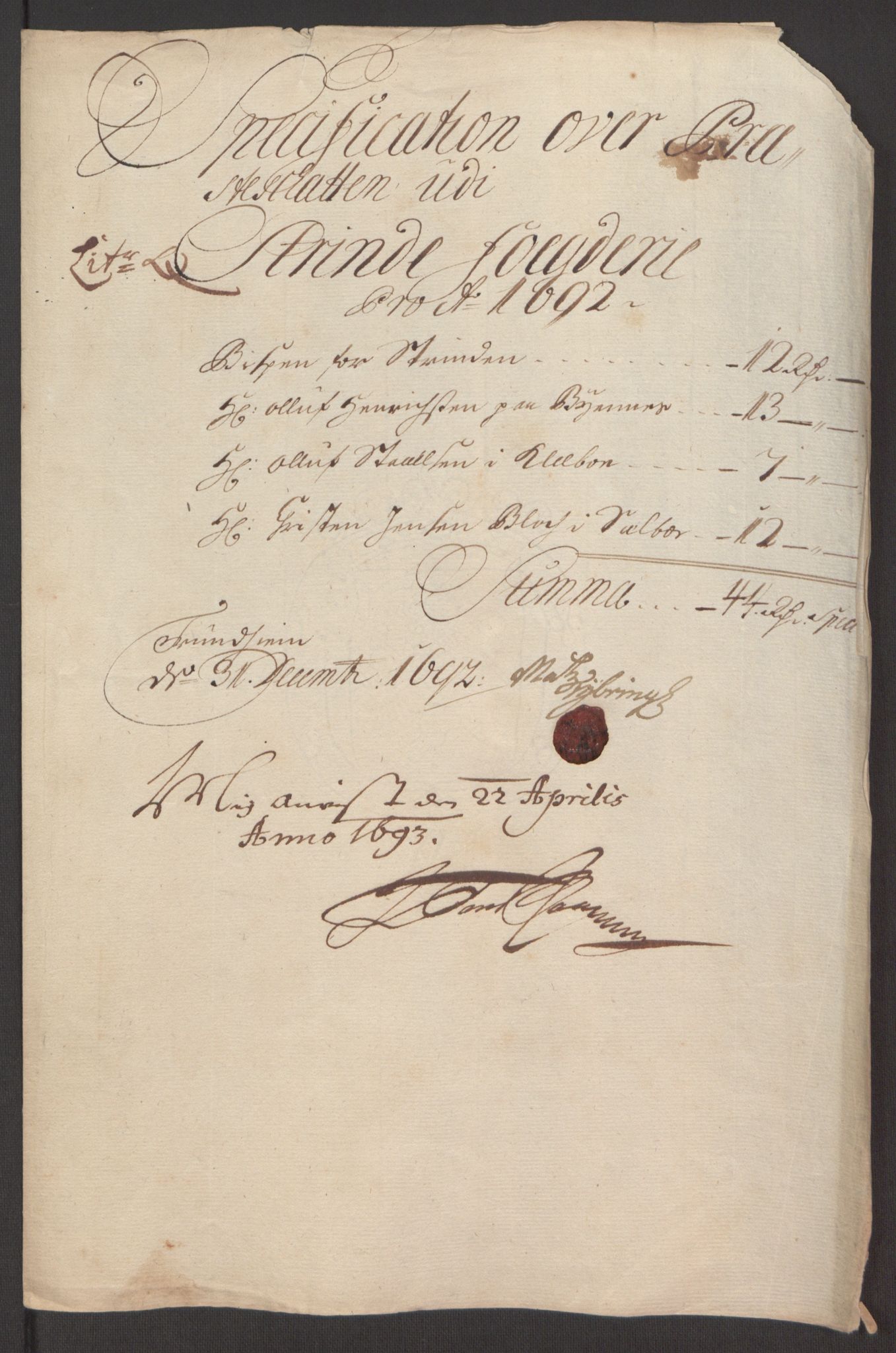 Rentekammeret inntil 1814, Reviderte regnskaper, Fogderegnskap, AV/RA-EA-4092/R61/L4103: Fogderegnskap Strinda og Selbu, 1691-1692, s. 386