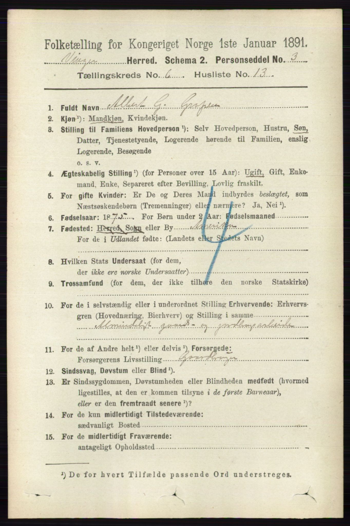 RA, Folketelling 1891 for 0421 Vinger herred, 1891, s. 2691