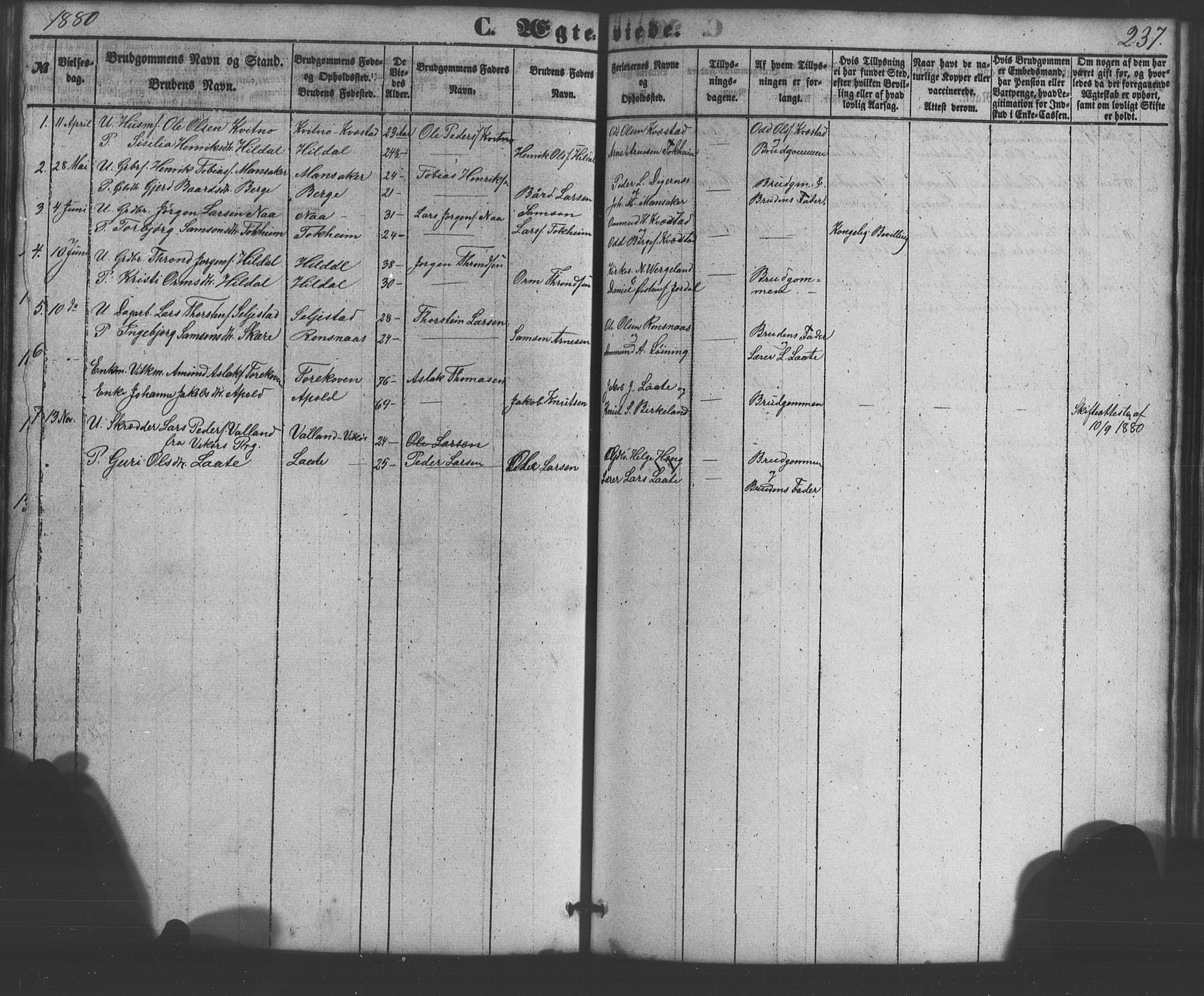 Odda Sokneprestembete, AV/SAB-A-77201/H/Hab: Klokkerbok nr. A 4, 1858-1886, s. 237