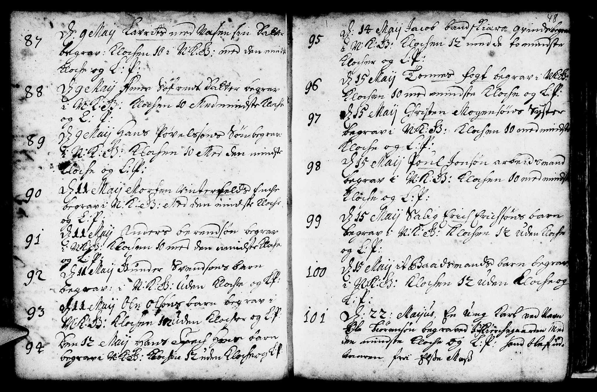 Nykirken Sokneprestembete, AV/SAB-A-77101/H/Haa/L0009: Ministerialbok nr. A 9, 1689-1759, s. 48