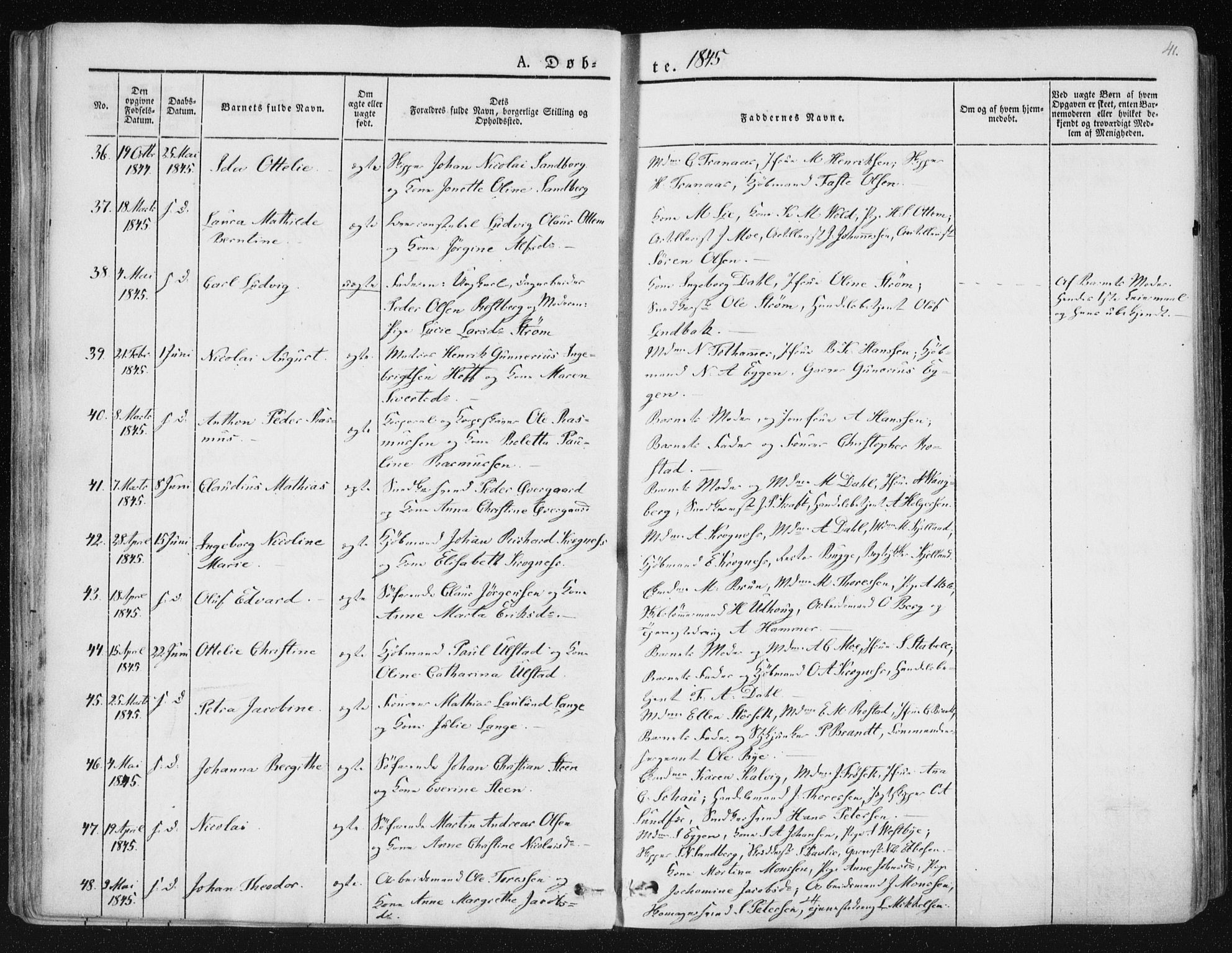 Ministerialprotokoller, klokkerbøker og fødselsregistre - Sør-Trøndelag, SAT/A-1456/602/L0110: Ministerialbok nr. 602A08, 1840-1854, s. 41