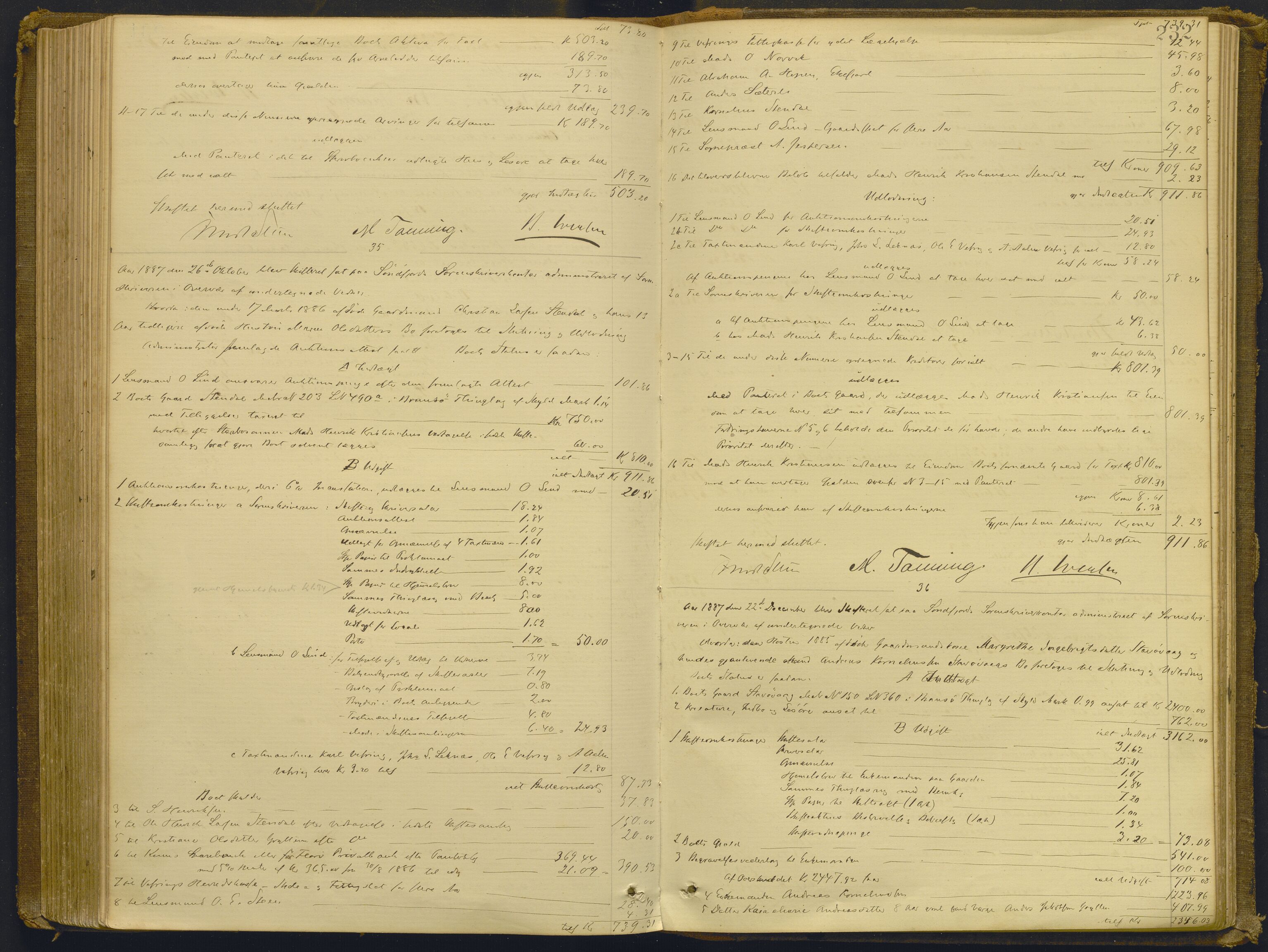Sunnfjord tingrett, AV/SAB-A-3201/1/H/Hd/L0006: Skifteutlodningsprotokoll, 1881-1889, s. 231b-232a