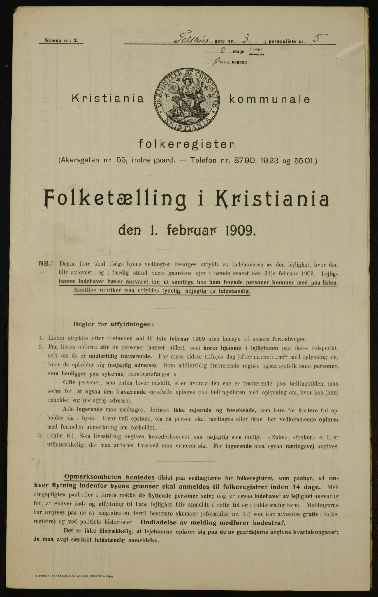 OBA, Kommunal folketelling 1.2.1909 for Kristiania kjøpstad, 1909, s. 97505