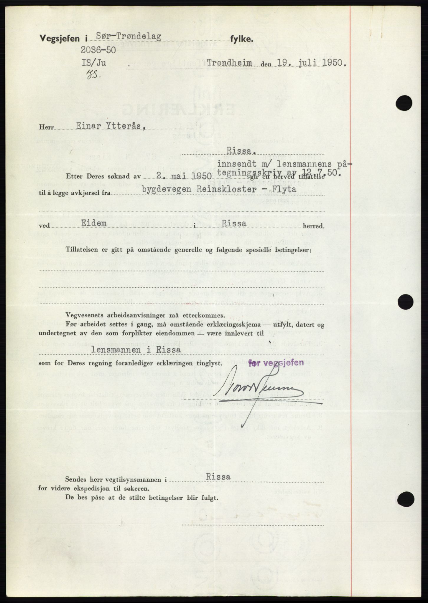 Fosen sorenskriveri, AV/SAT-A-1107/1/2/2C: Pantebok nr. B, 1948-1950, Dagboknr: 1364/1950