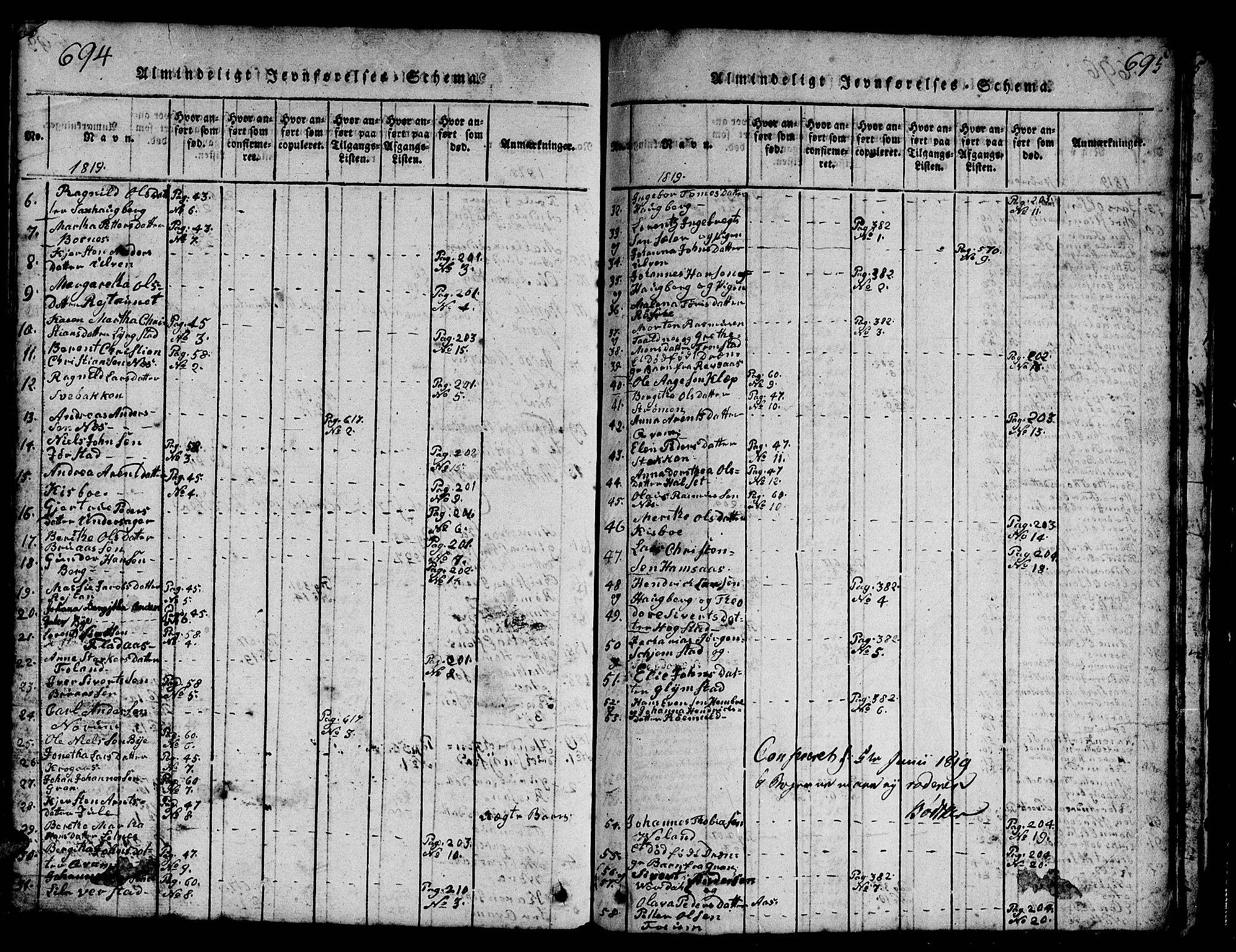 Ministerialprotokoller, klokkerbøker og fødselsregistre - Nord-Trøndelag, SAT/A-1458/730/L0298: Klokkerbok nr. 730C01, 1816-1849, s. 694-695