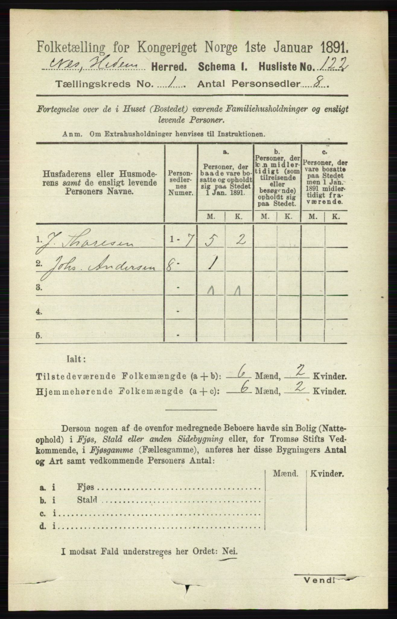 RA, Folketelling 1891 for 0411 Nes herred, 1891, s. 151