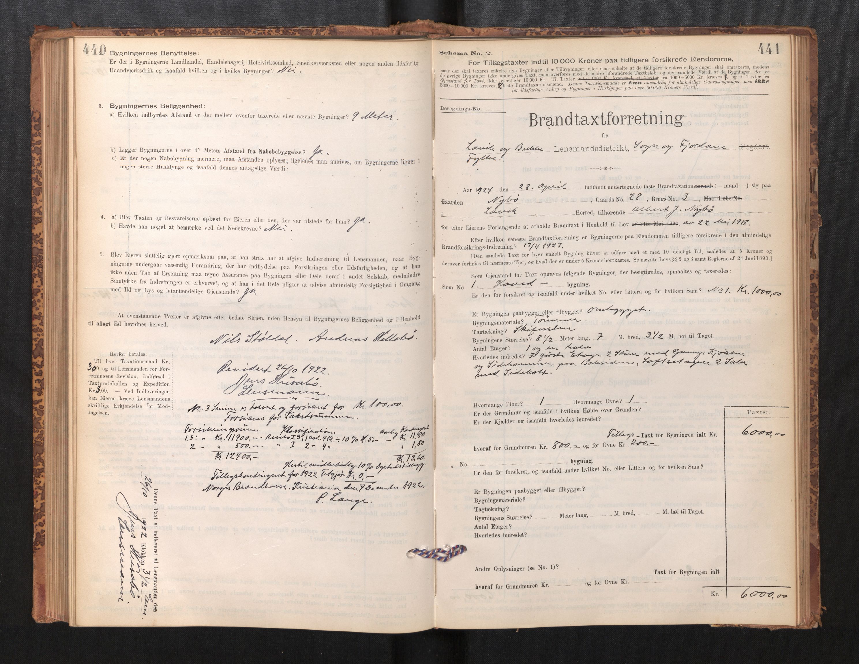 Lensmannen i Lavik, SAB/A-29101/0012/L0002: Branntakstprotokoll, skjematakst, 1895-1933, s. 440-441