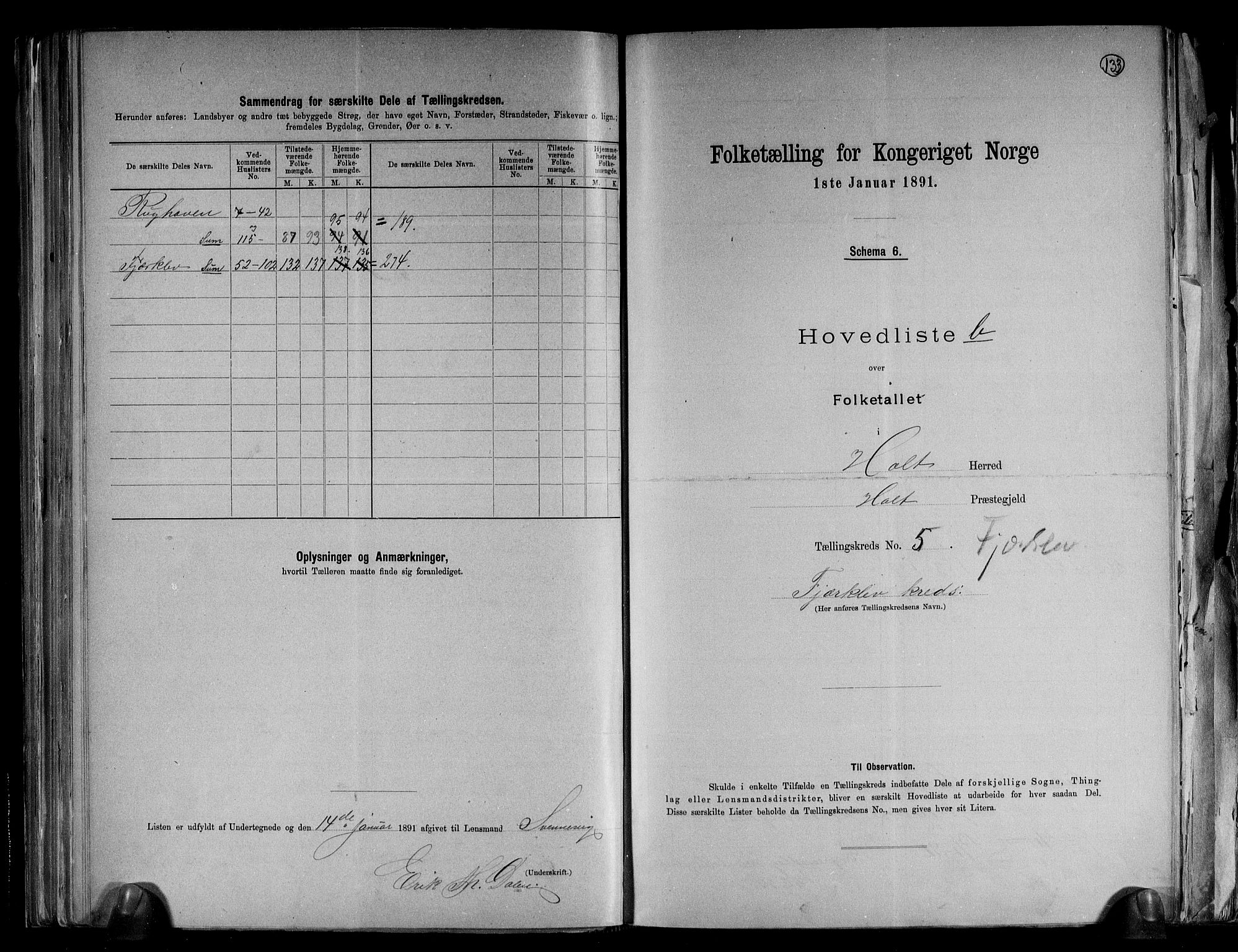 RA, Folketelling 1891 for 0914 Holt herred, 1891, s. 15