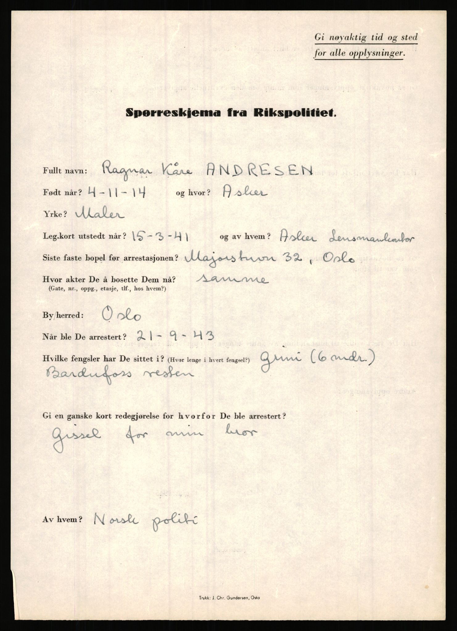 Rikspolitisjefen, AV/RA-S-1560/L/L0001: Abelseth, Rudolf - Berentsen, Odd, 1940-1945, s. 737