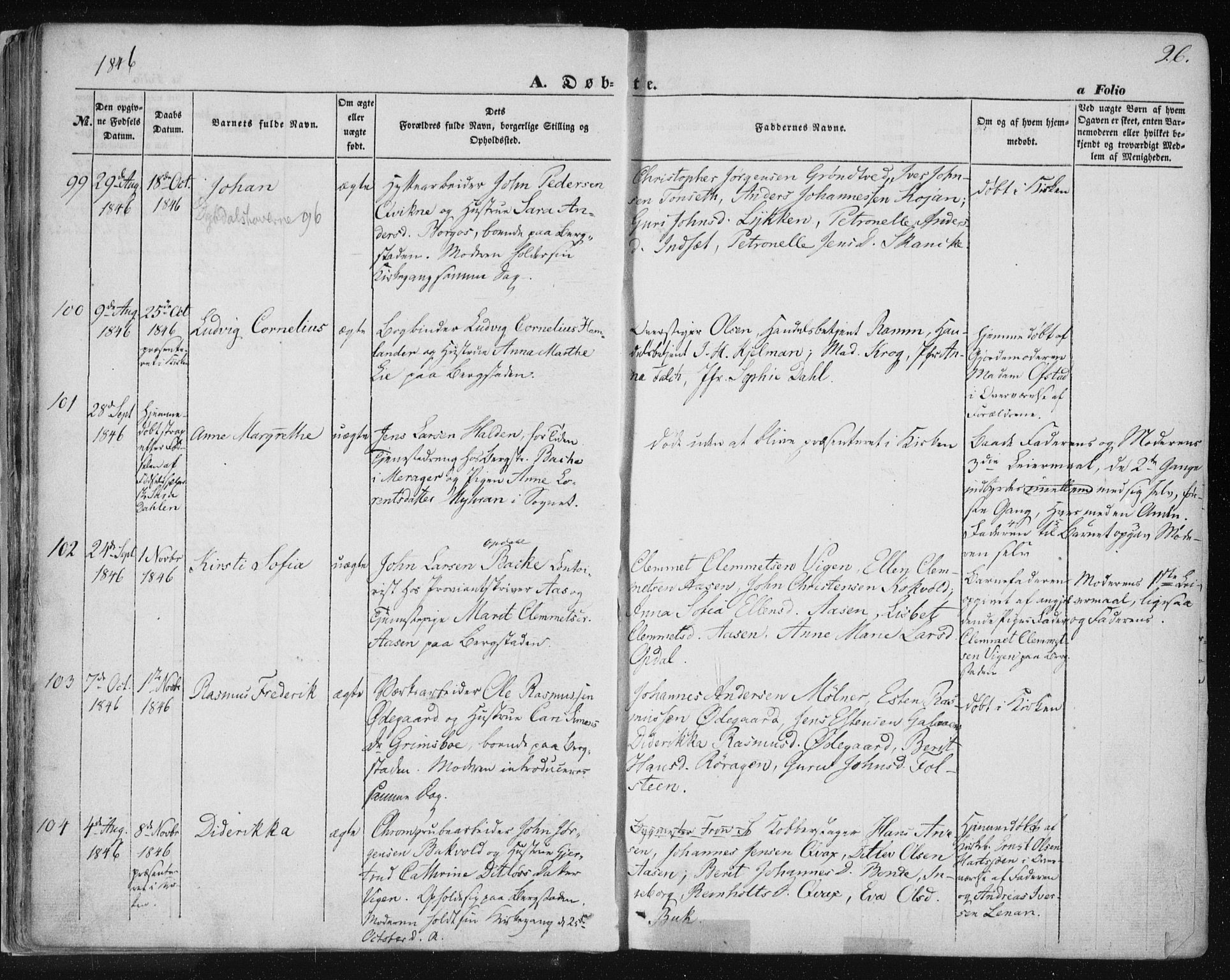 Ministerialprotokoller, klokkerbøker og fødselsregistre - Sør-Trøndelag, SAT/A-1456/681/L0931: Ministerialbok nr. 681A09, 1845-1859, s. 26
