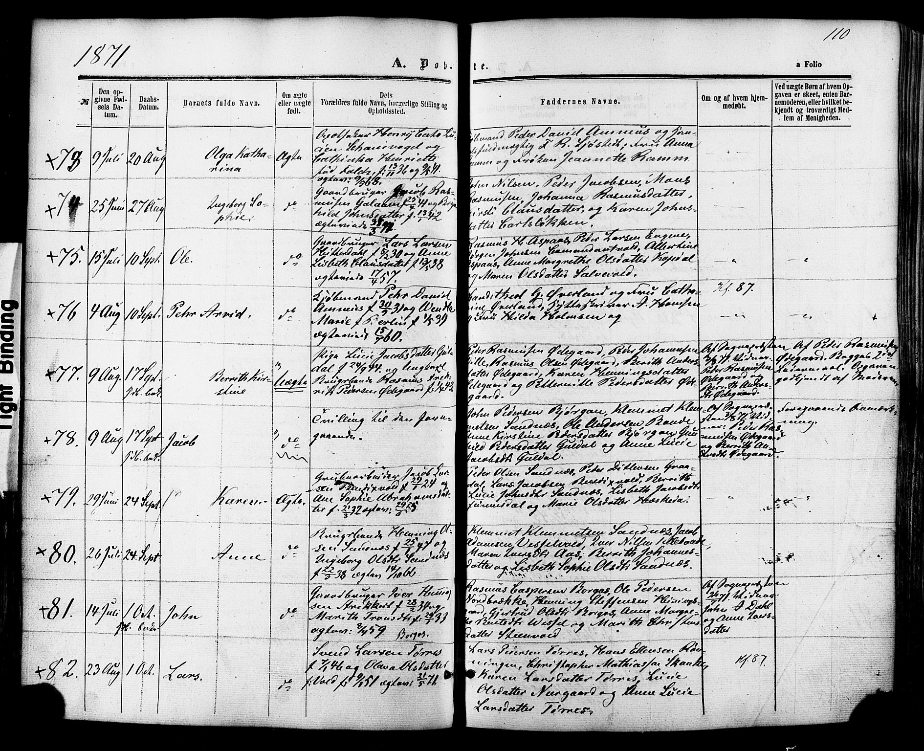 Ministerialprotokoller, klokkerbøker og fødselsregistre - Sør-Trøndelag, SAT/A-1456/681/L0932: Ministerialbok nr. 681A10, 1860-1878, s. 110