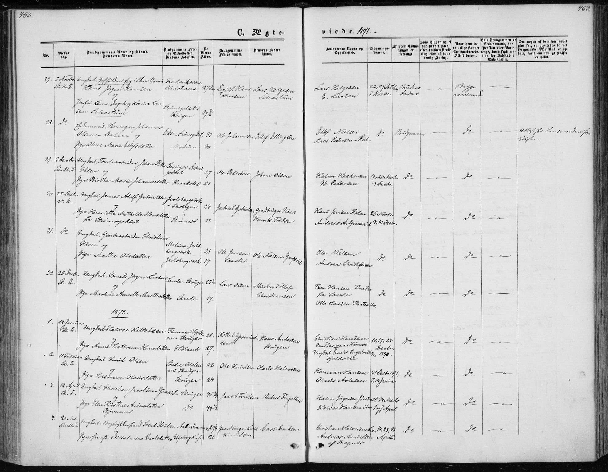 Skoger kirkebøker, SAKO/A-59/F/Fa/L0004: Ministerialbok nr. I 4, 1862-1872, s. 462-463