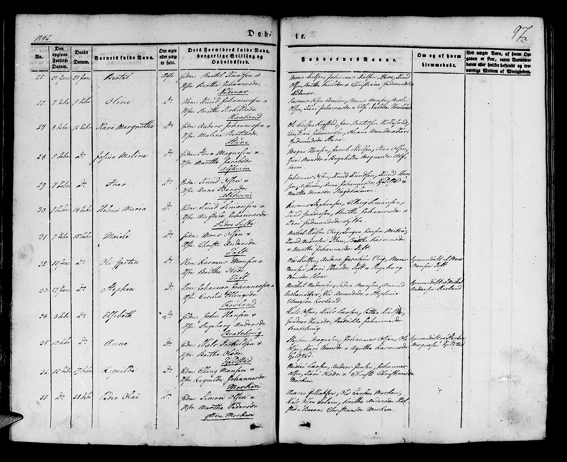 Manger sokneprestembete, AV/SAB-A-76801/H/Haa: Ministerialbok nr. A 5, 1839-1848, s. 97