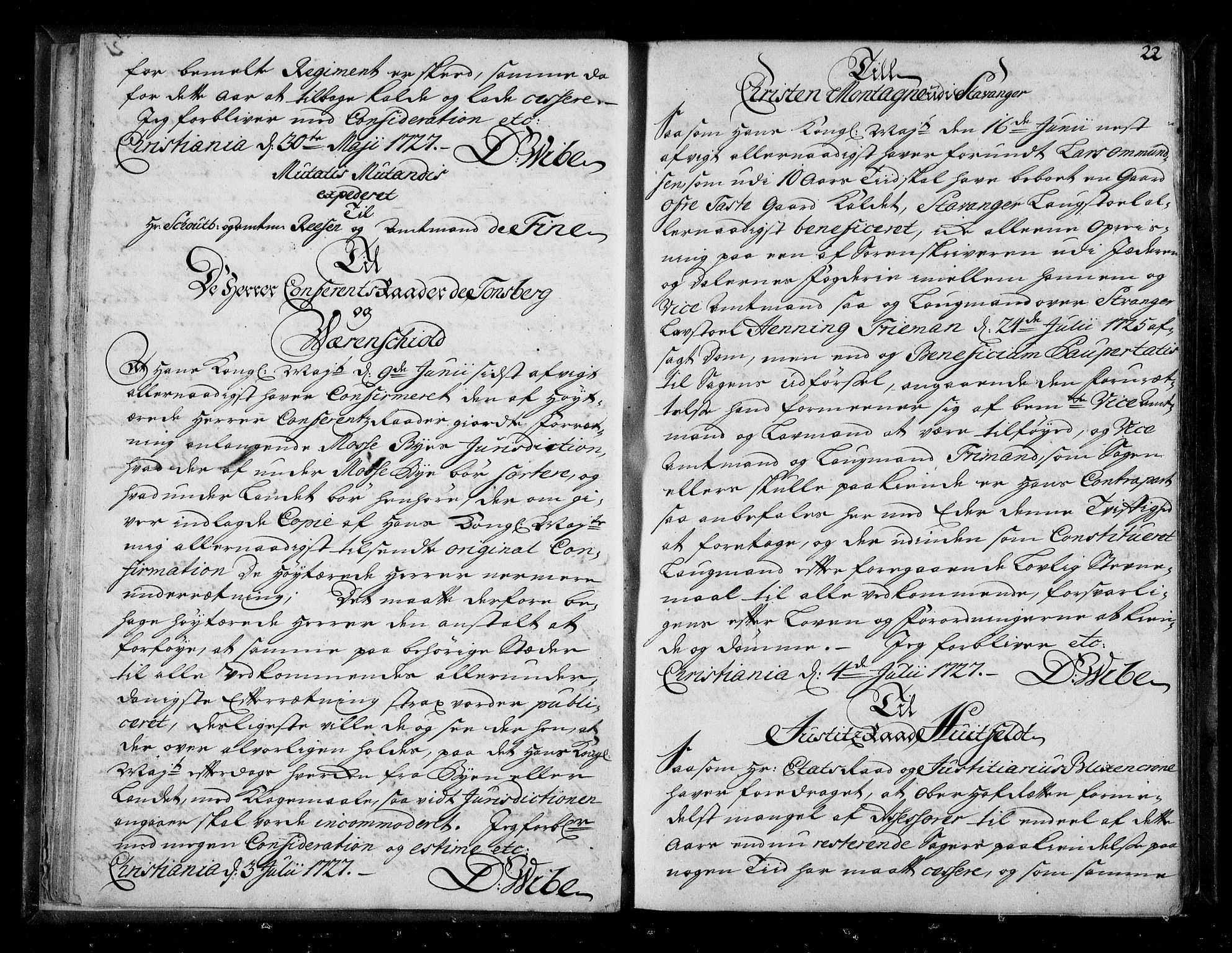 Stattholderembetet 1572-1771, RA/EA-2870/Be/L0011: Kopibok for beneficia paupertatis, 1726-1739, s. 21b-22a