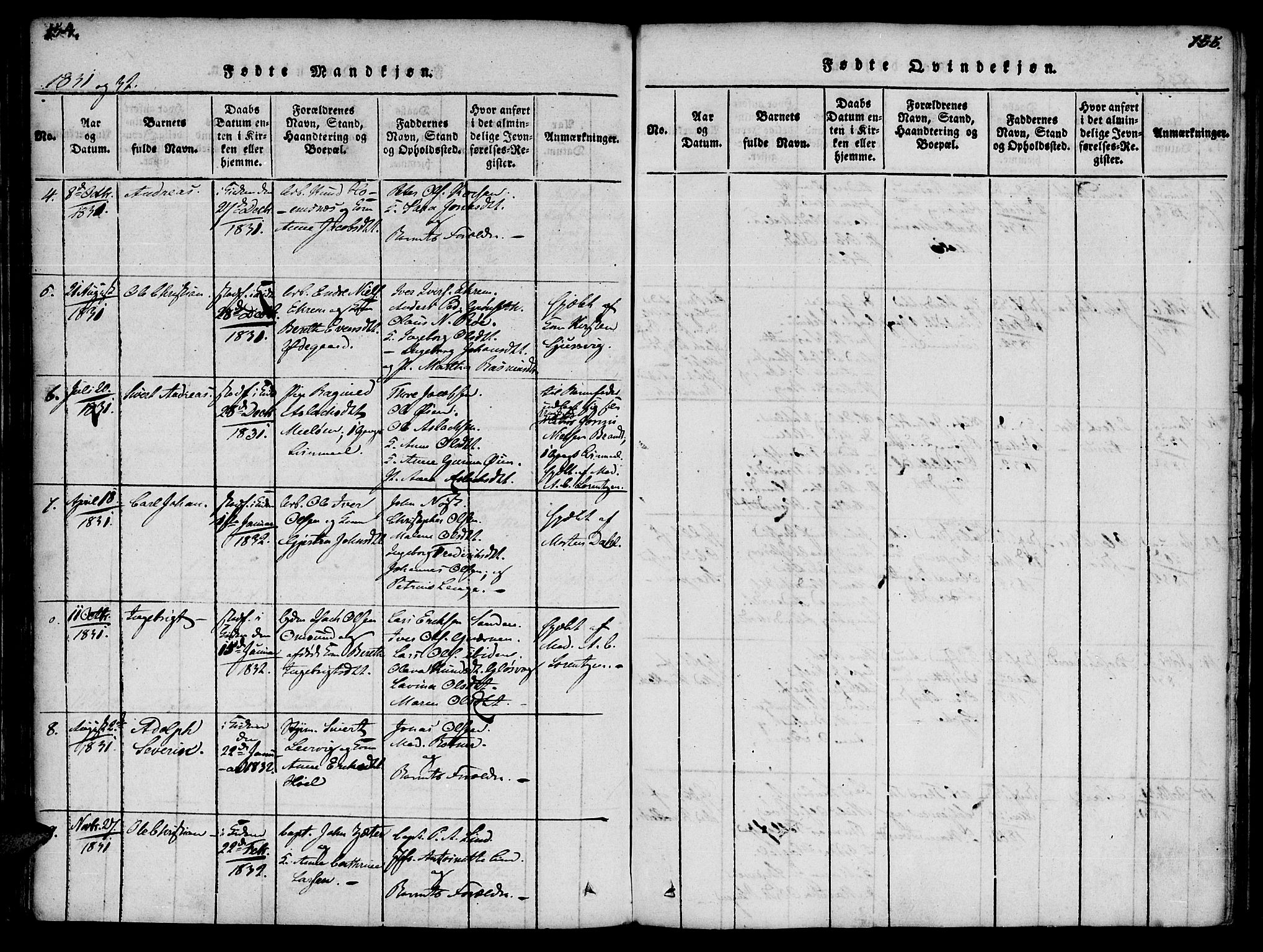 Ministerialprotokoller, klokkerbøker og fødselsregistre - Møre og Romsdal, AV/SAT-A-1454/572/L0842: Ministerialbok nr. 572A05, 1819-1832, s. 154-155