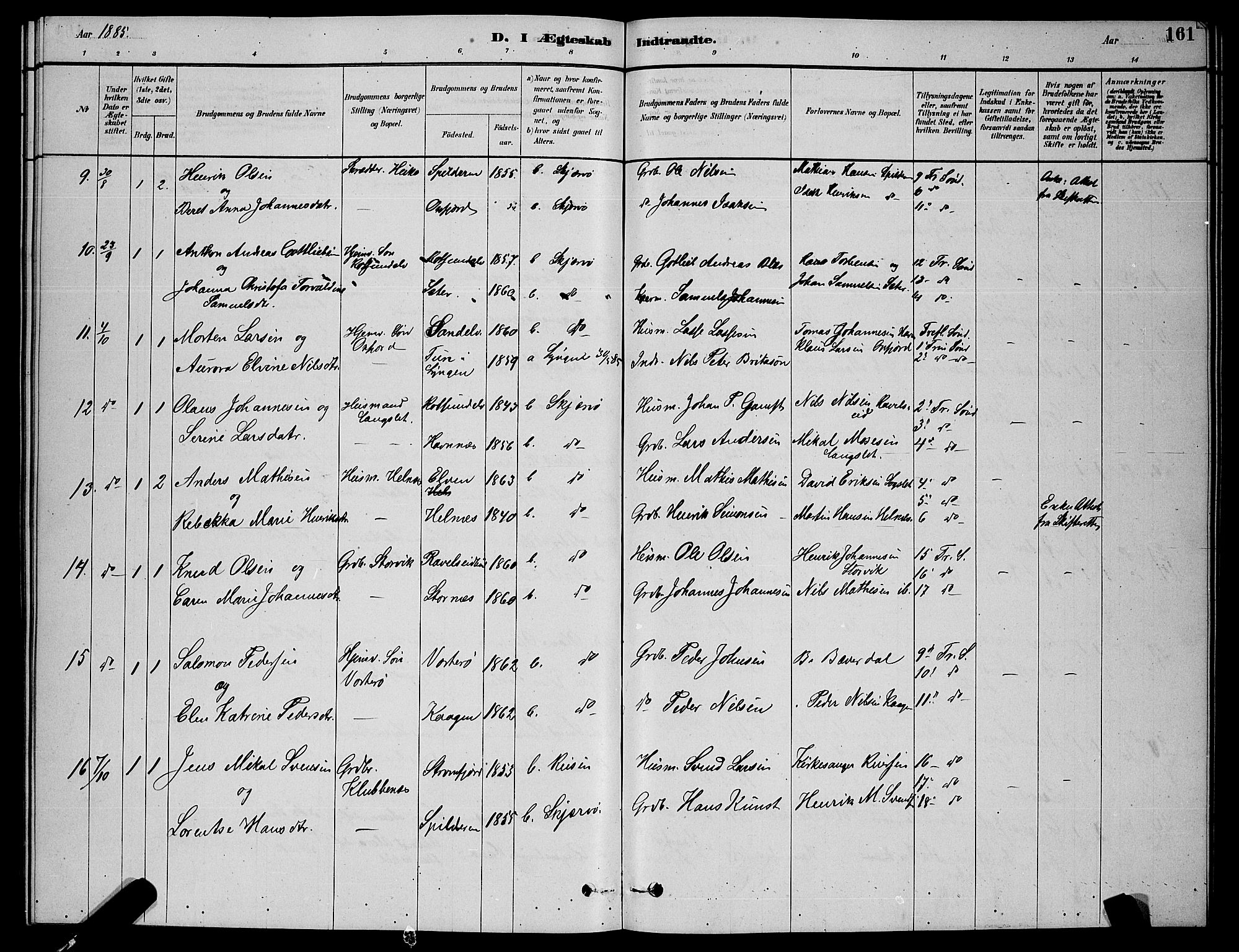 Skjervøy sokneprestkontor, AV/SATØ-S-1300/H/Ha/Hab/L0006klokker: Klokkerbok nr. 6, 1878-1888, s. 161