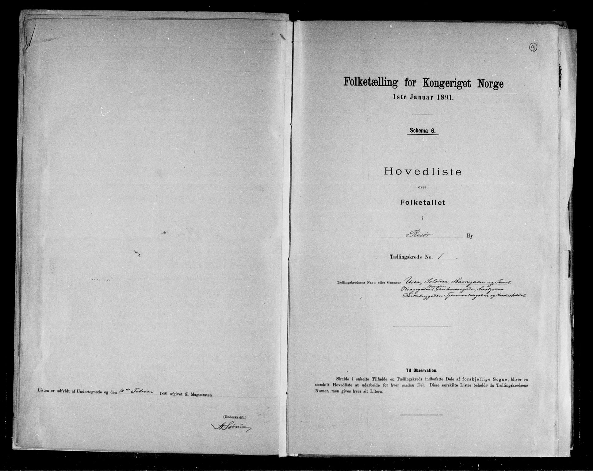 RA, Folketelling 1891 for 0901 Risør kjøpstad, 1891, s. 9