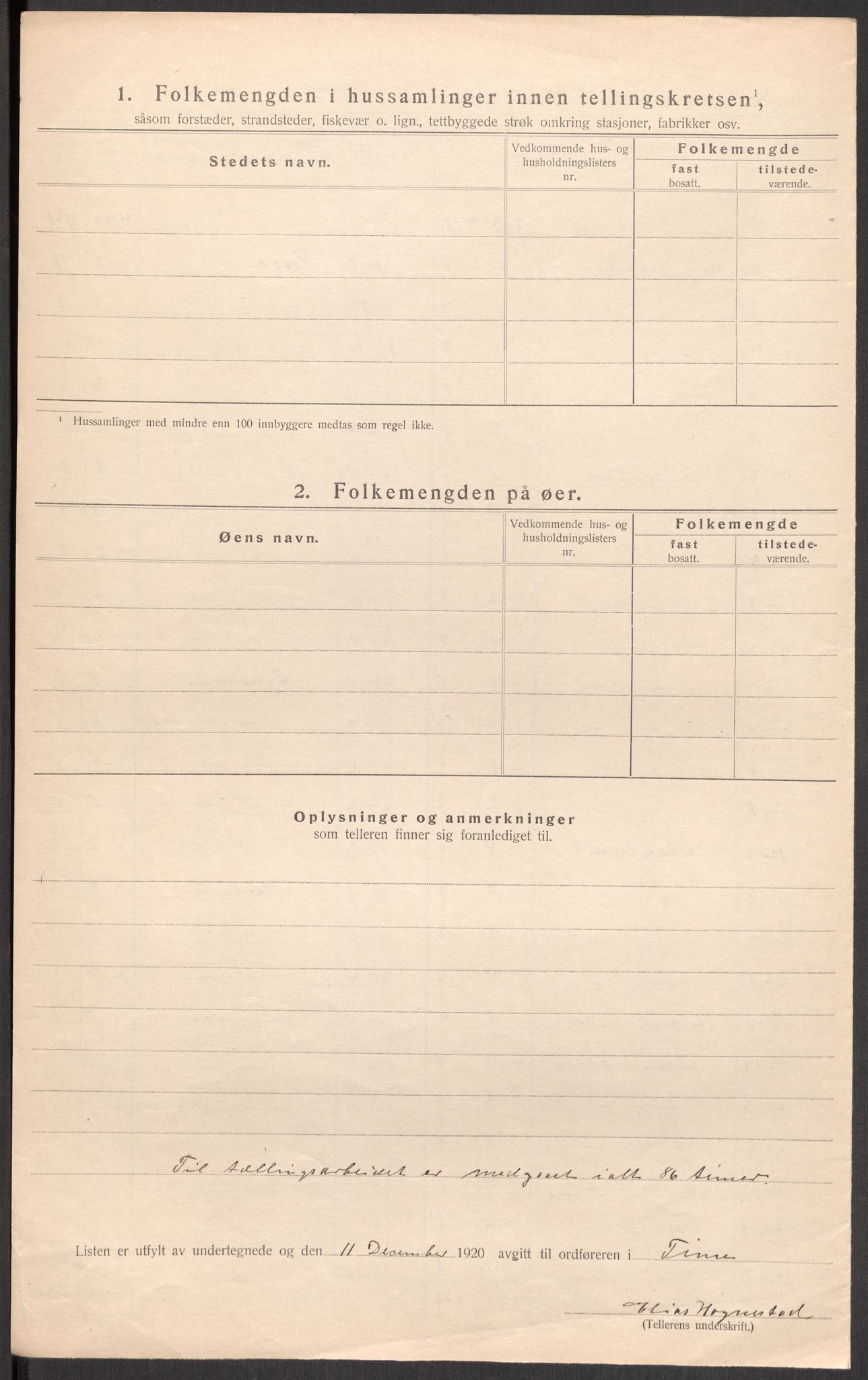 SAST, Folketelling 1920 for 1121 Time herred, 1920, s. 20