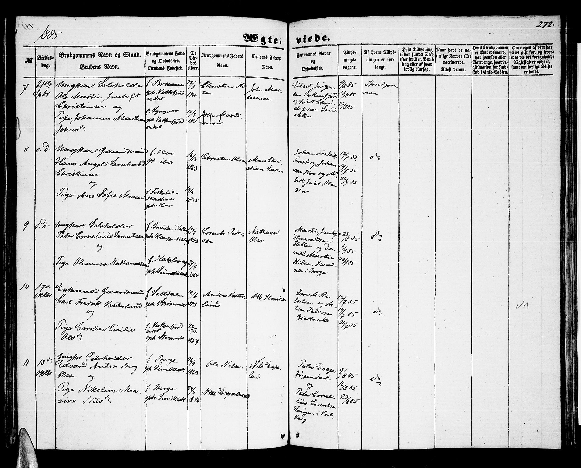 Ministerialprotokoller, klokkerbøker og fødselsregistre - Nordland, AV/SAT-A-1459/876/L1102: Klokkerbok nr. 876C01, 1852-1886, s. 272