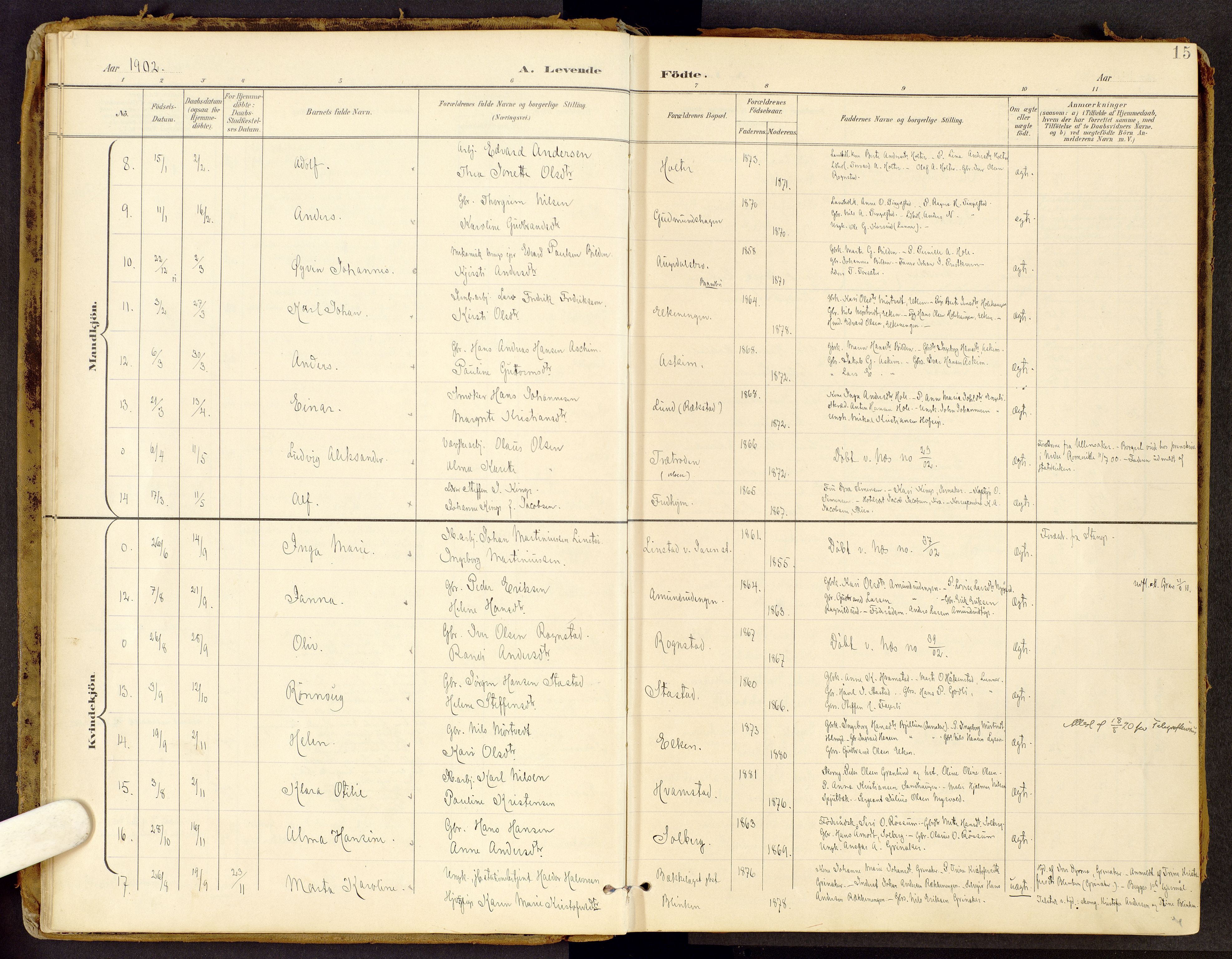 Brandbu prestekontor, SAH/PREST-114/H/Ha/Haa/L0002: Ministerialbok nr. 2, 1899-1914, s. 15