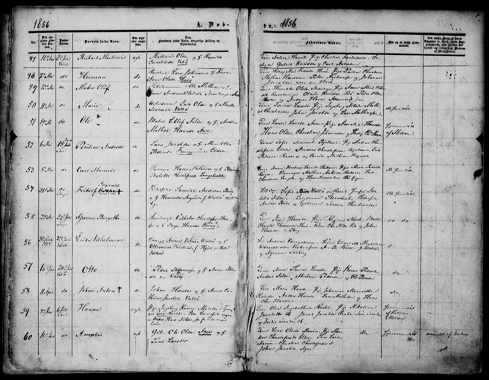 Sem kirkebøker, AV/SAKO-A-5/F/Fa/L0007: Ministerialbok nr. I 7, 1856-1865, s. 7
