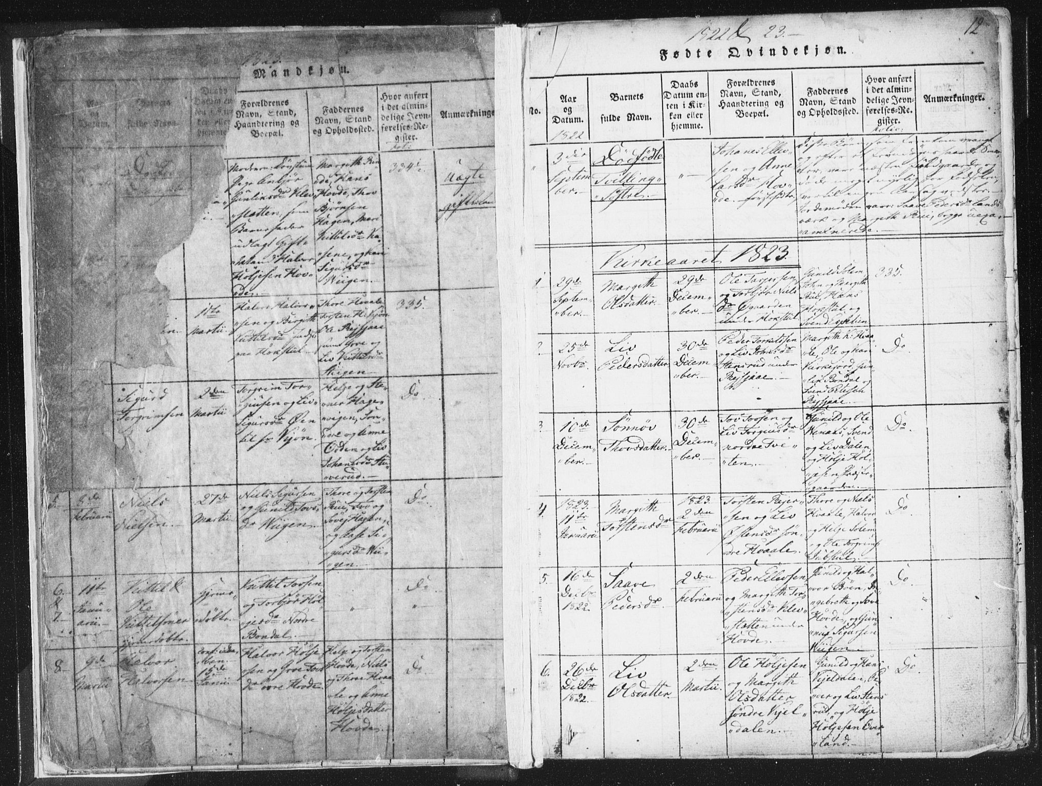 Hjartdal kirkebøker, AV/SAKO-A-270/F/Fc/L0001: Ministerialbok nr. III 1, 1815-1843, s. 12