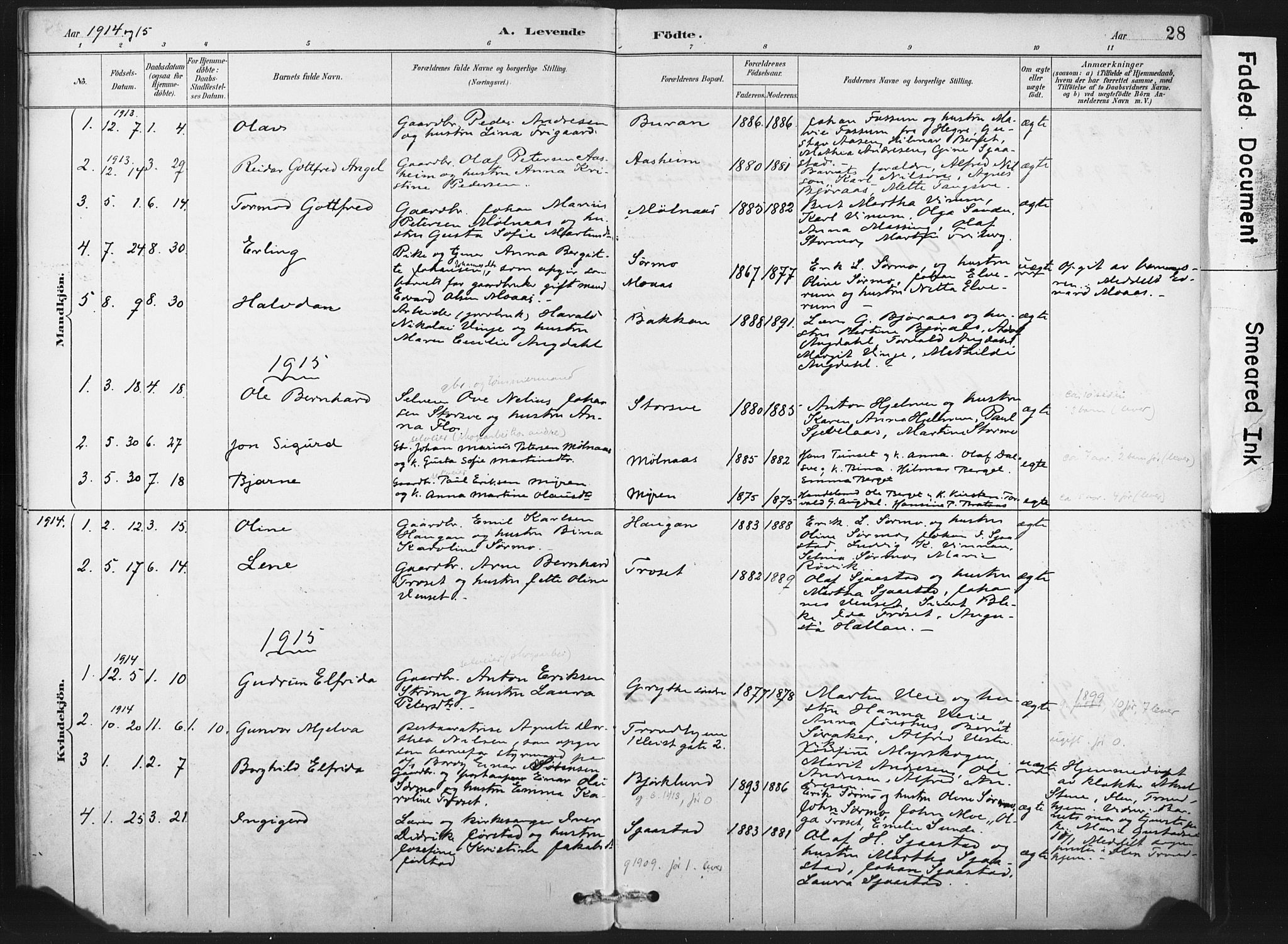 Ministerialprotokoller, klokkerbøker og fødselsregistre - Nord-Trøndelag, AV/SAT-A-1458/718/L0175: Ministerialbok nr. 718A01, 1890-1923, s. 28