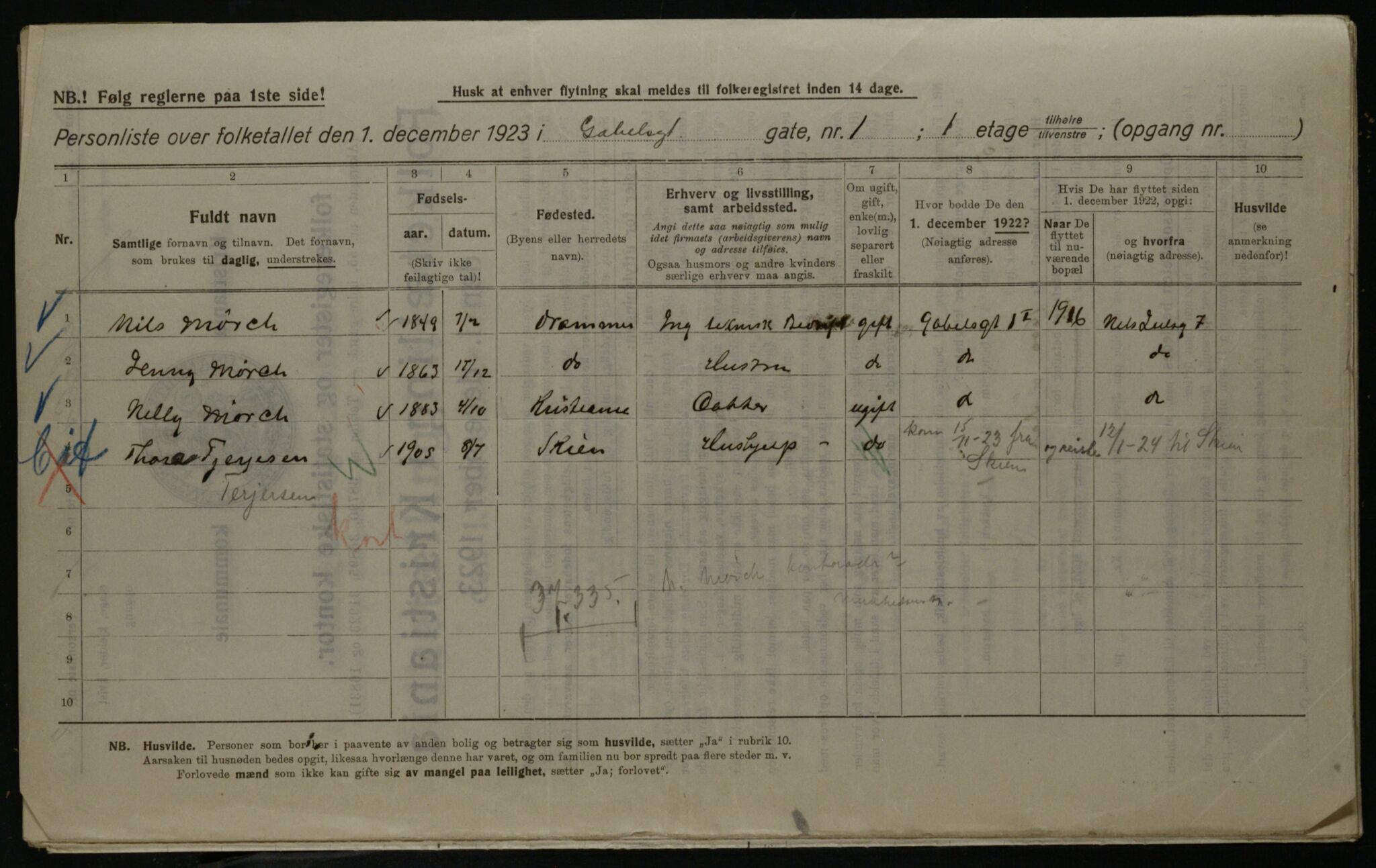 OBA, Kommunal folketelling 1.12.1923 for Kristiania, 1923, s. 31985