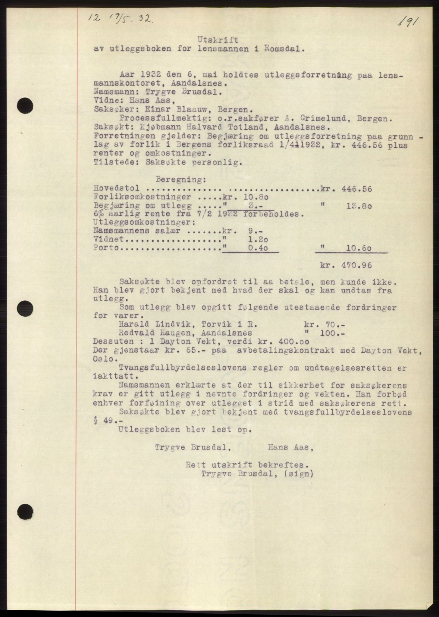 Romsdal sorenskriveri, SAT/A-4149/1/2/2C/L0061: Pantebok nr. 55, 1932-1932, Tingl.dato: 19.05.1932