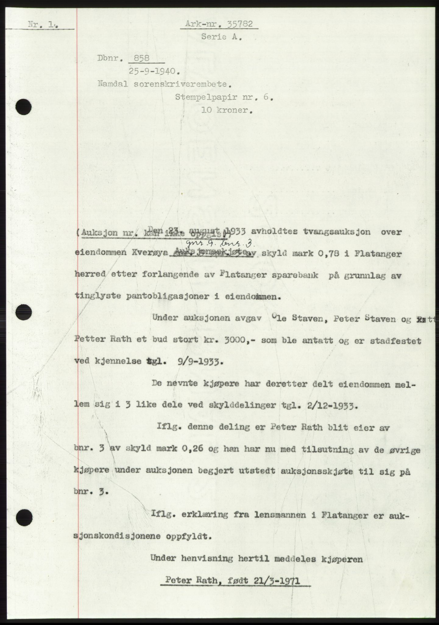 Namdal sorenskriveri, SAT/A-4133/1/2/2C: Pantebok nr. -, 1940-1941, Tingl.dato: 25.09.1940