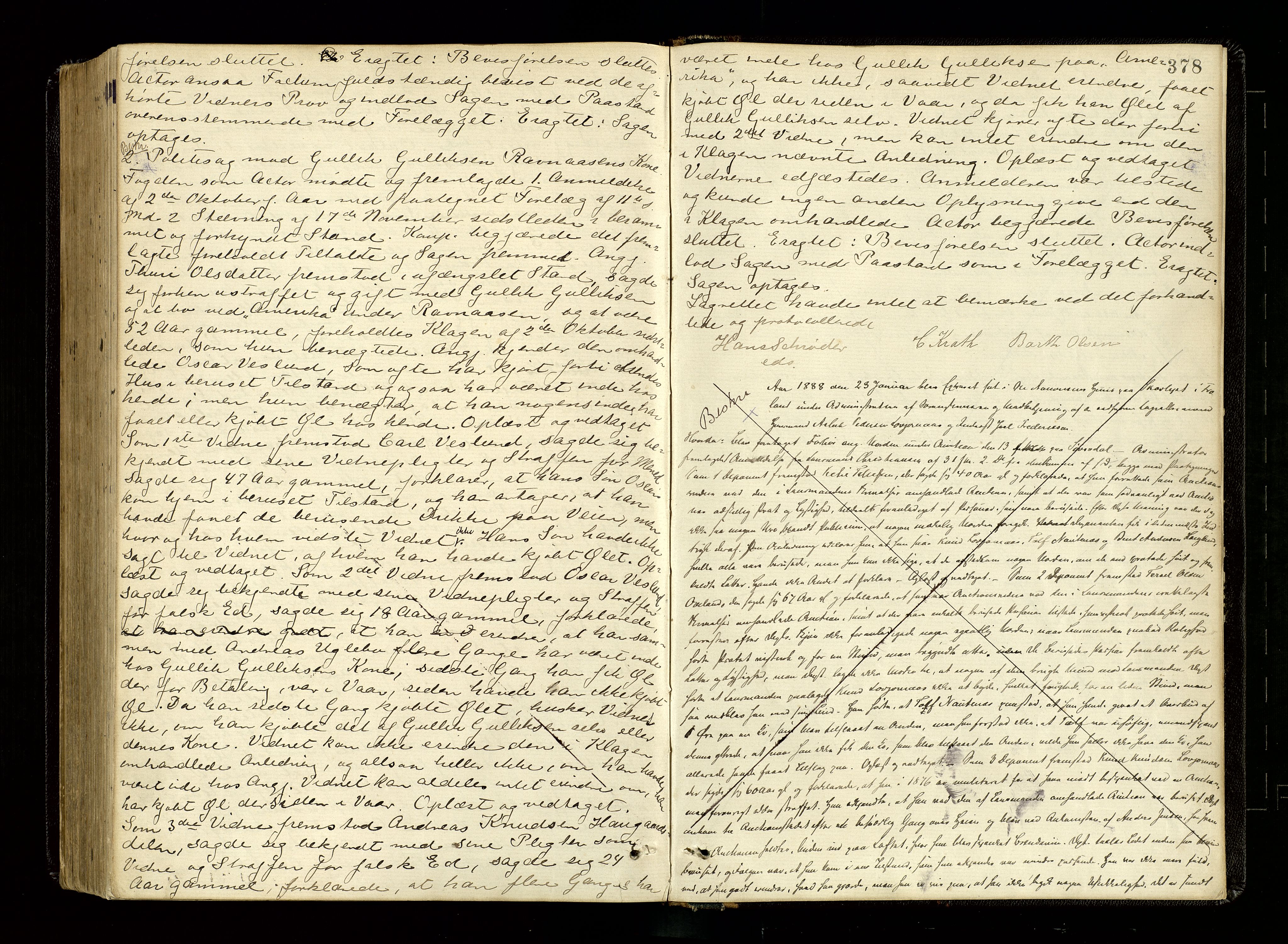 Nedenes sorenskriveri, AV/SAK-1221-0006/F/Fb/L0005: Ekstrarettsprotokoll nr 5, 1885-1888, s. 378