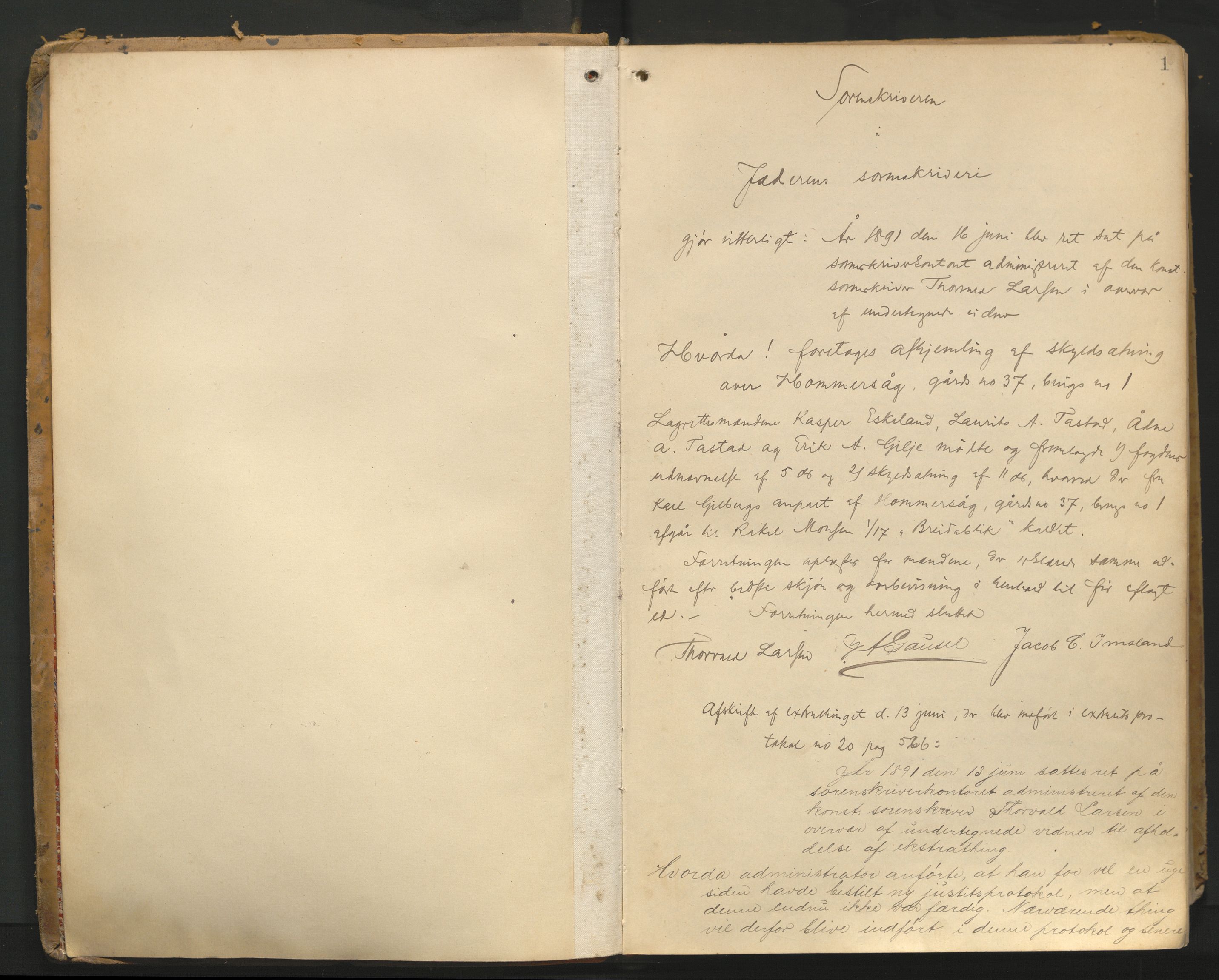 Jæren sorenskriveri, AV/SAST-A-100310/01/3/30/30BA/L0006: TINGBOK 12, 1891-1894, s. 1a