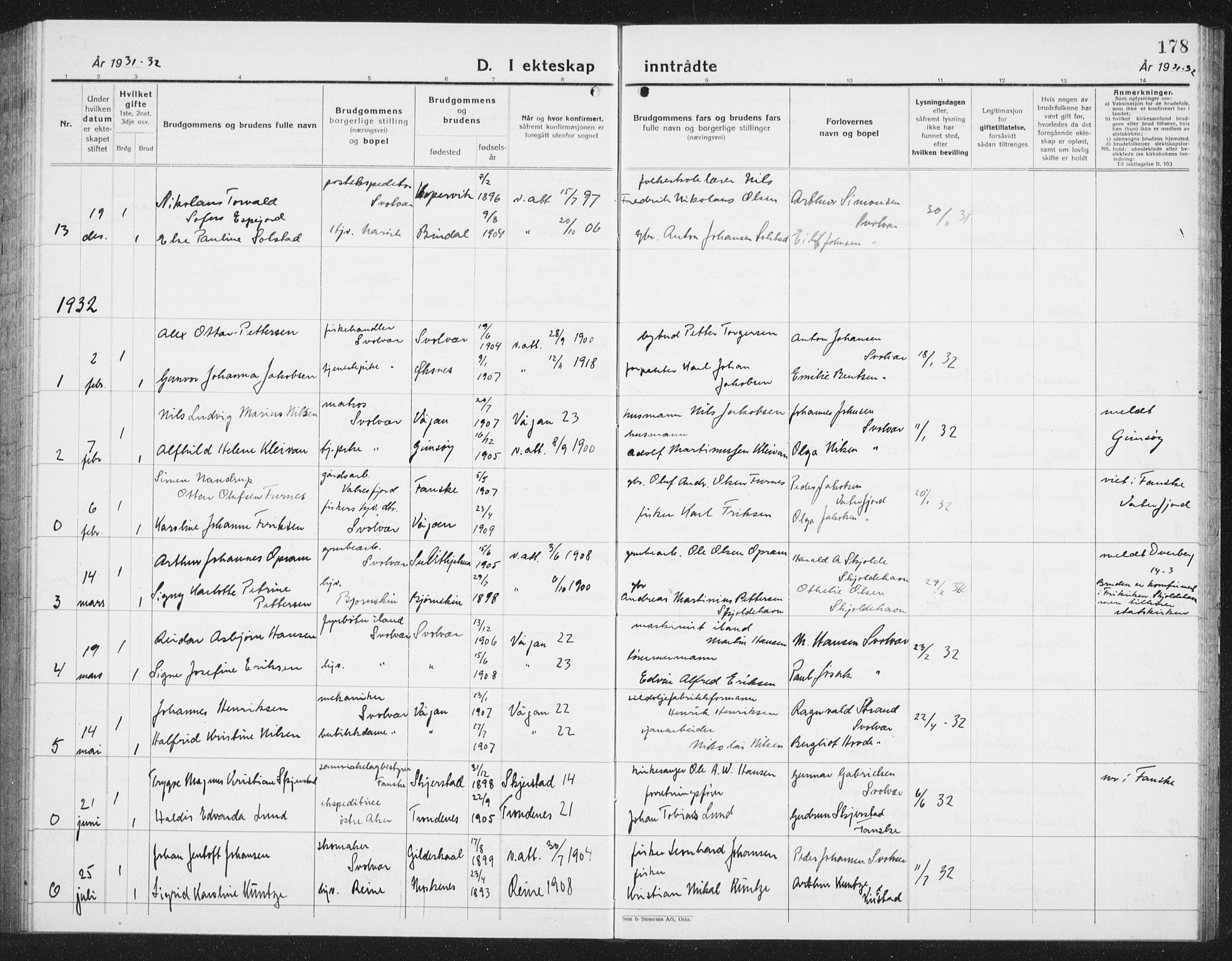 Ministerialprotokoller, klokkerbøker og fødselsregistre - Nordland, SAT/A-1459/877/L1117: Klokkerbok nr. 877C01, 1923-1942, s. 178