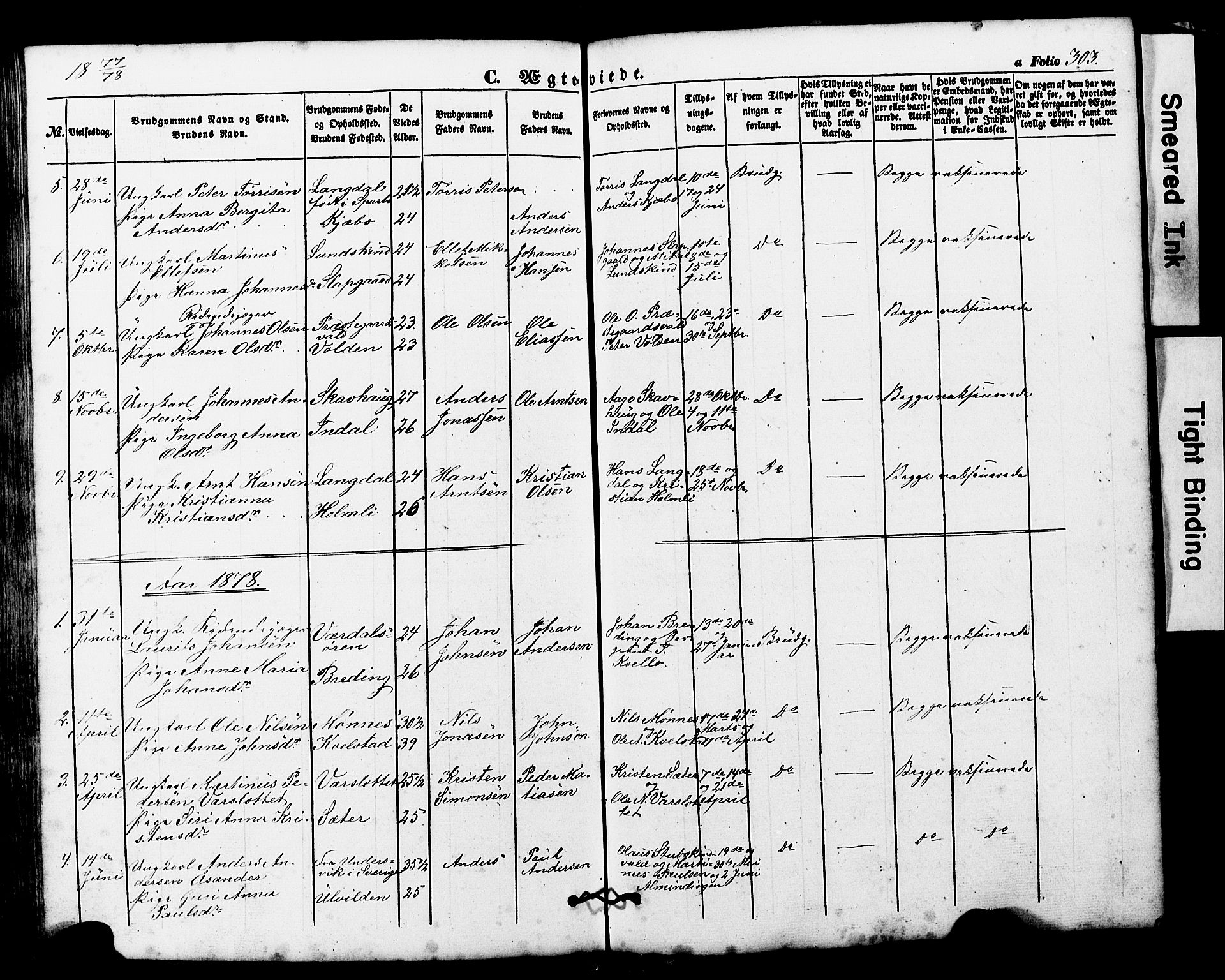 Ministerialprotokoller, klokkerbøker og fødselsregistre - Nord-Trøndelag, AV/SAT-A-1458/724/L0268: Klokkerbok nr. 724C04, 1846-1878, s. 303