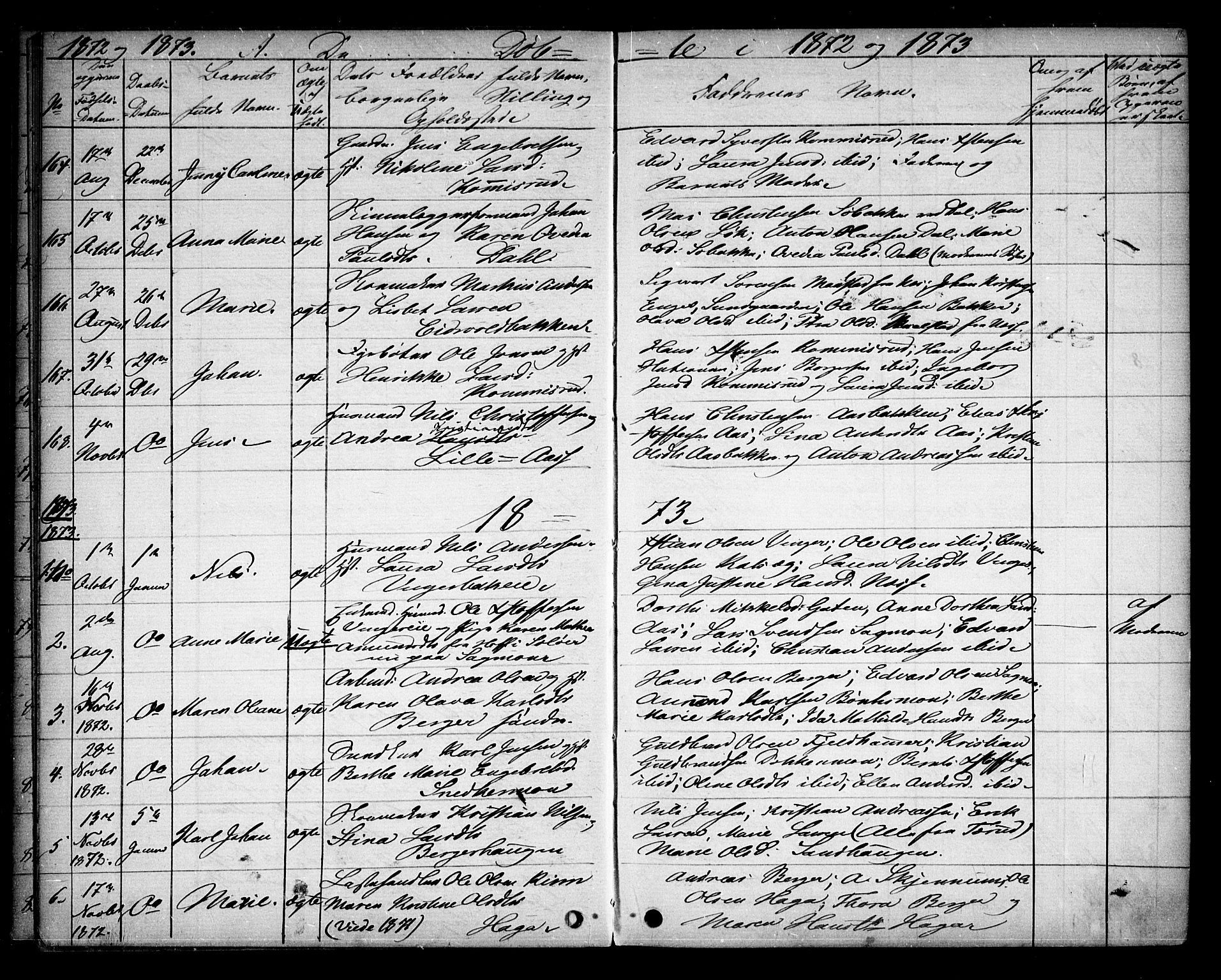 Eidsvoll prestekontor Kirkebøker, AV/SAO-A-10888/G/Ga/L0003: Klokkerbok nr. I 3, 1871-1877, s. 18