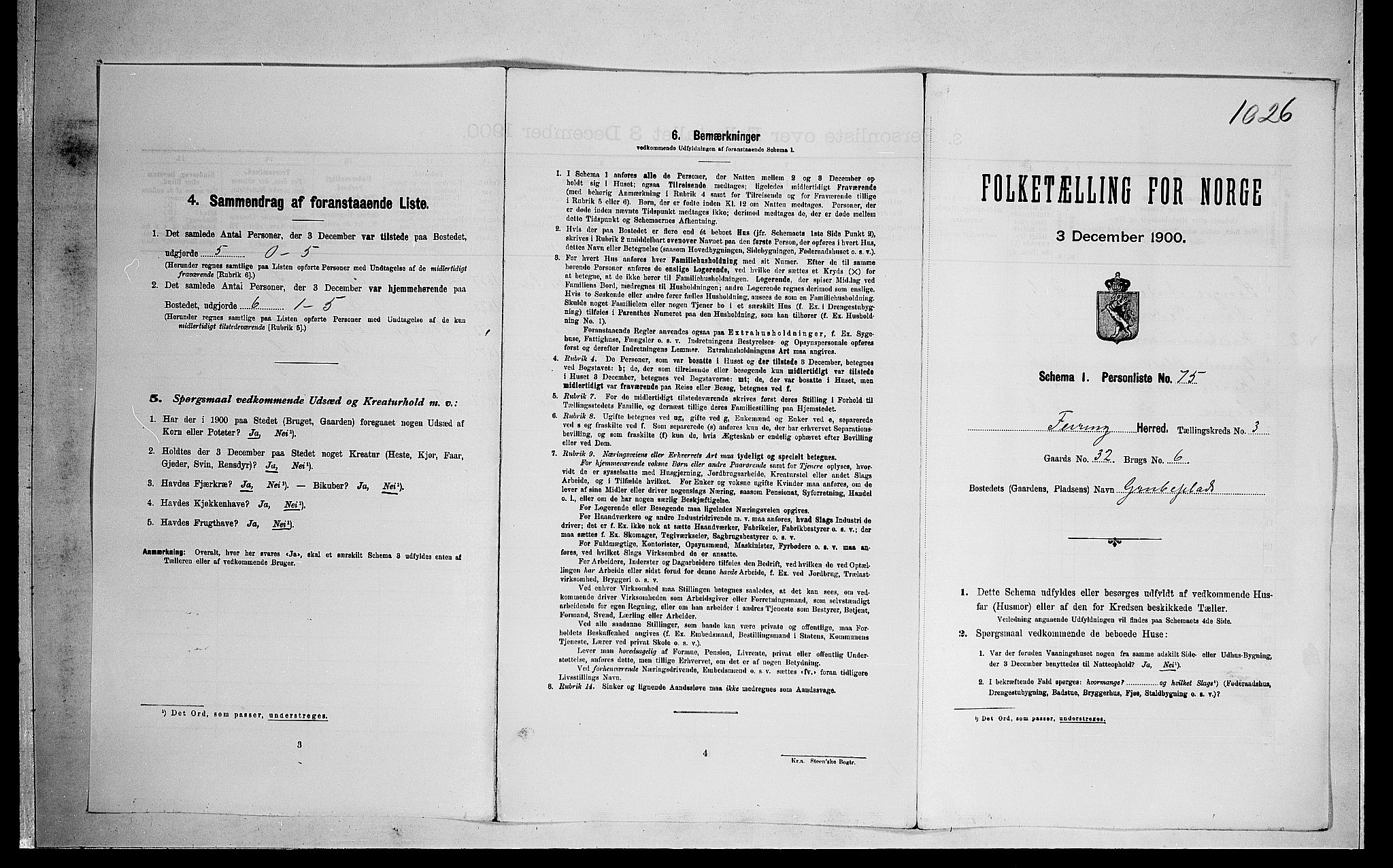 SAO, Folketelling 1900 for 0240 Feiring herred, 1900