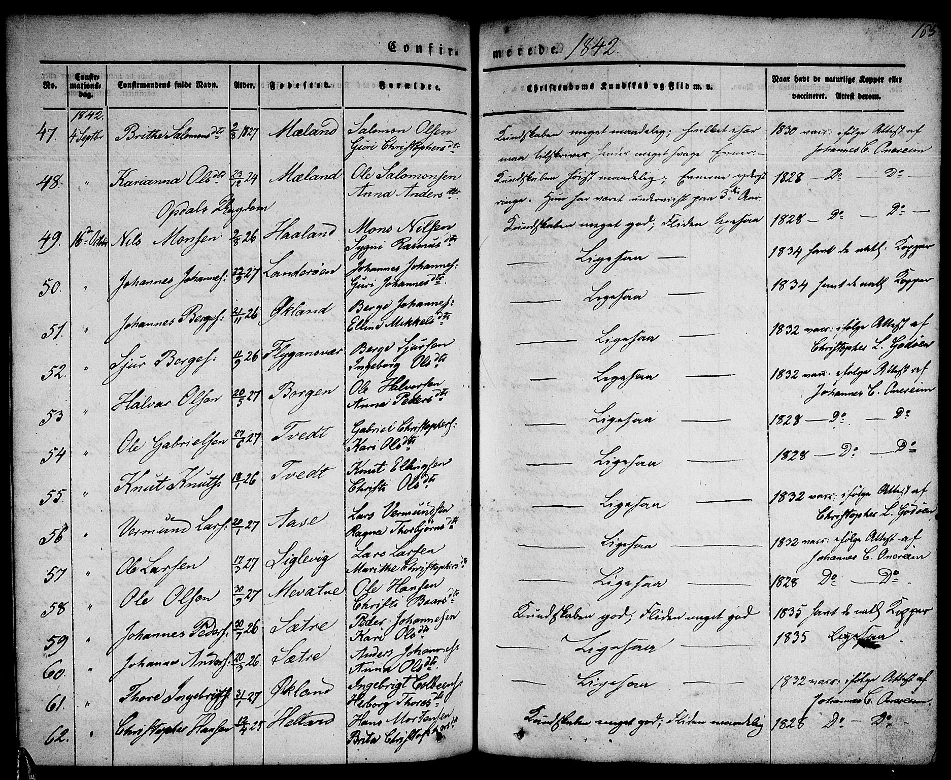Tysnes sokneprestembete, AV/SAB-A-78601/H/Haa: Ministerialbok nr. A 9, 1837-1848, s. 165