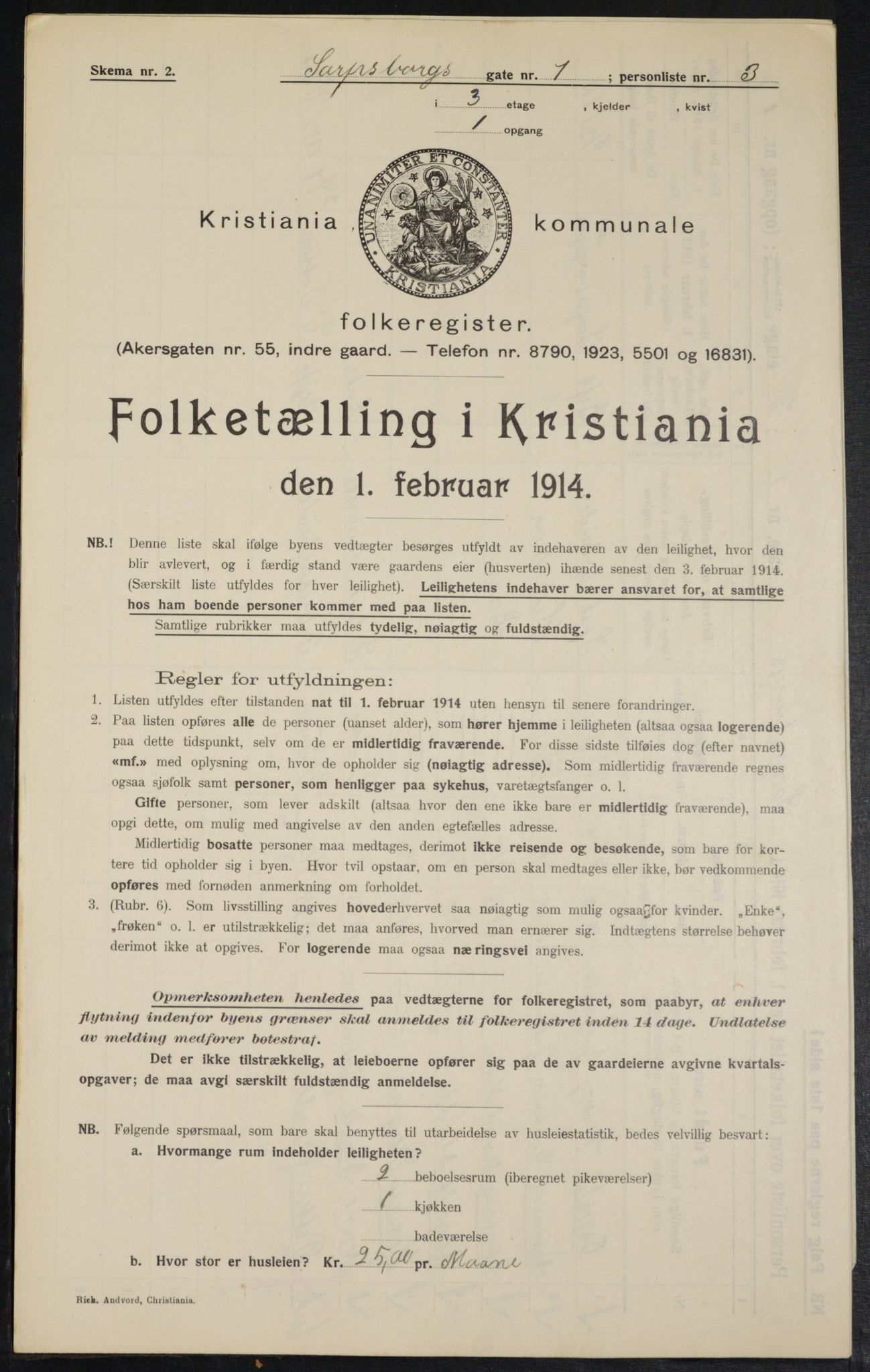 OBA, Kommunal folketelling 1.2.1914 for Kristiania, 1914, s. 88933