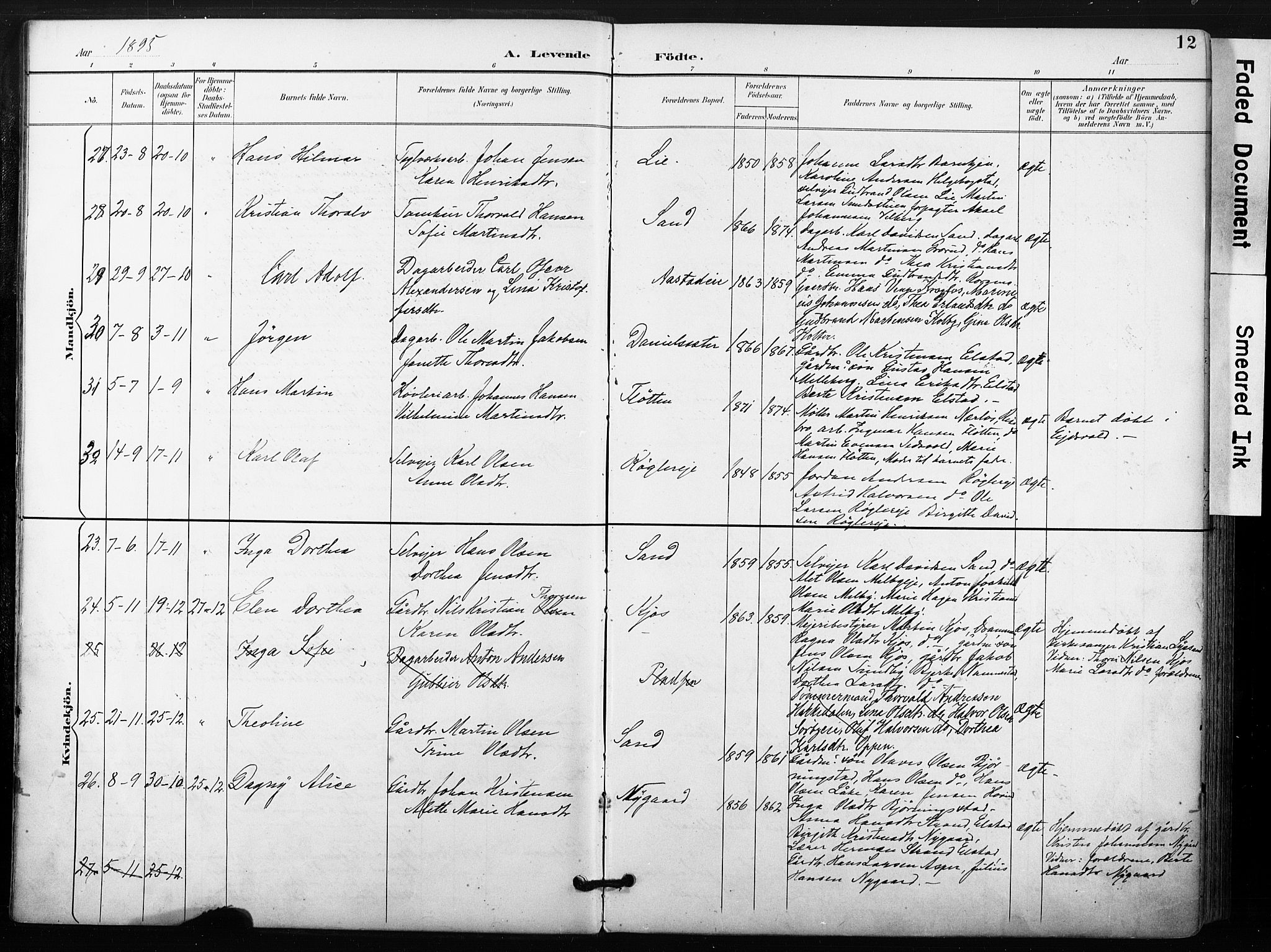 Ullensaker prestekontor Kirkebøker, AV/SAO-A-10236a/F/Fb/L0002: Ministerialbok nr. II 2, 1894-1909, s. 12