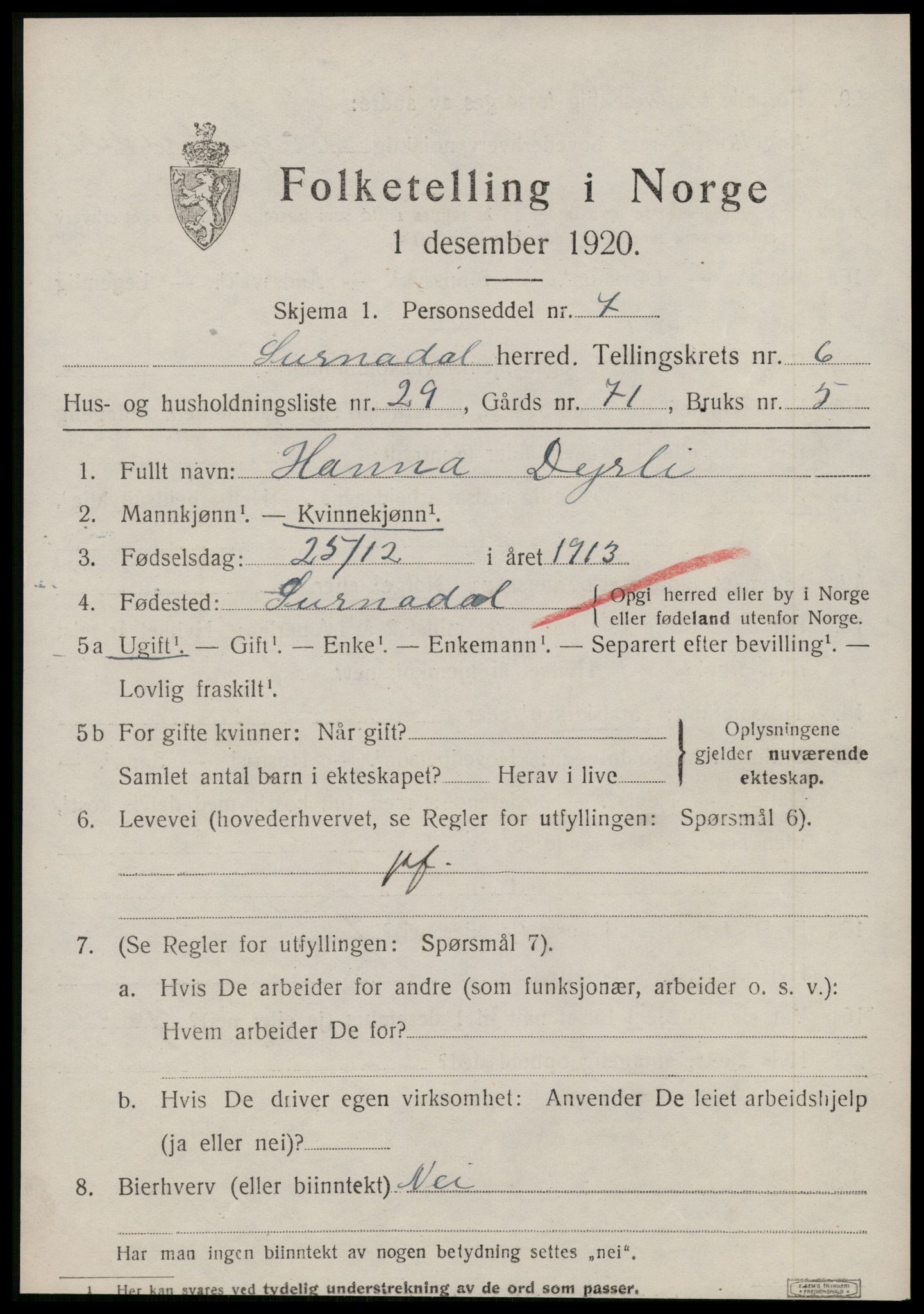 SAT, Folketelling 1920 for 1566 Surnadal herred, 1920, s. 4611