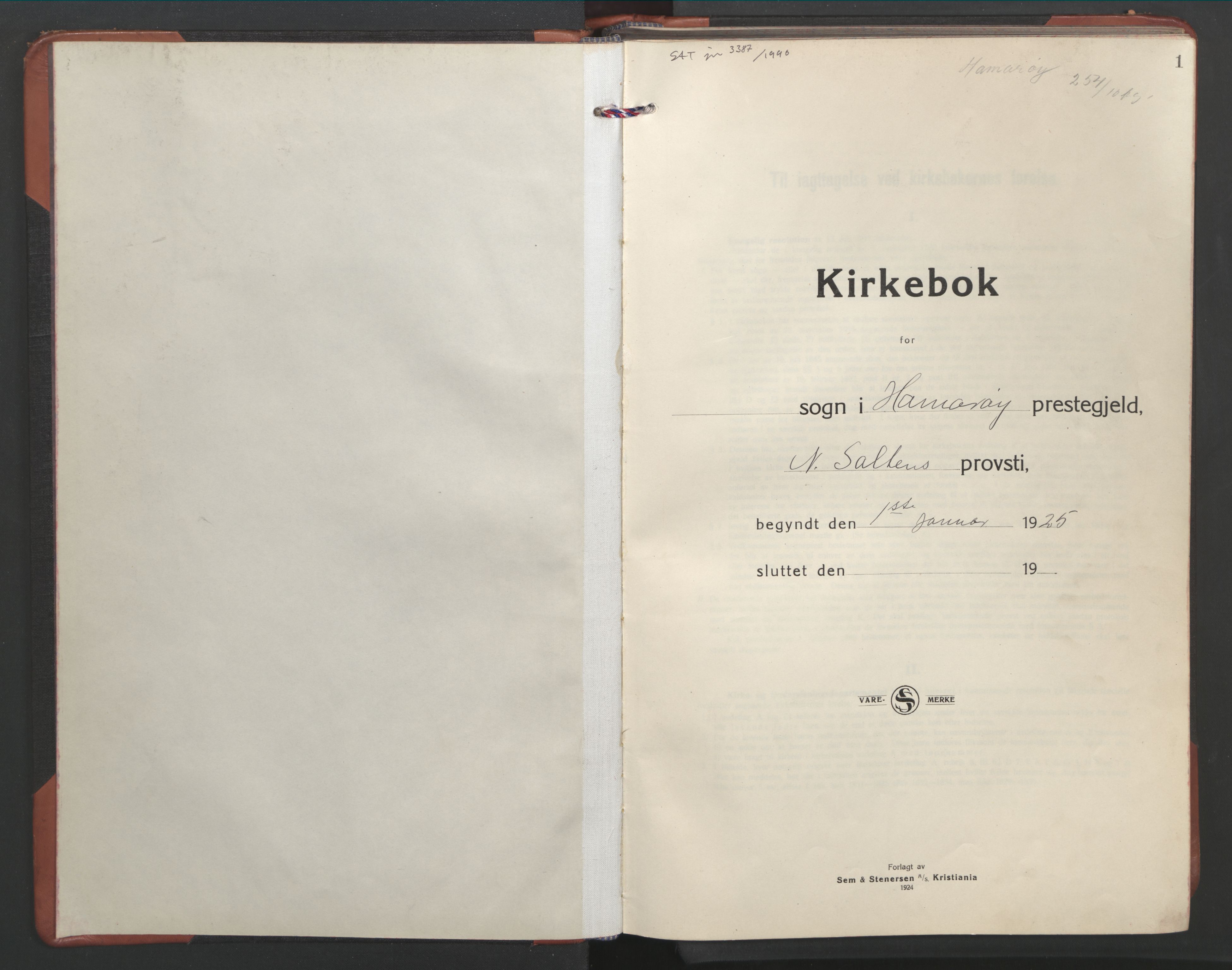 Ministerialprotokoller, klokkerbøker og fødselsregistre - Nordland, AV/SAT-A-1459/859/L0862: Klokkerbok nr. 859C08, 1925-1936, s. 1