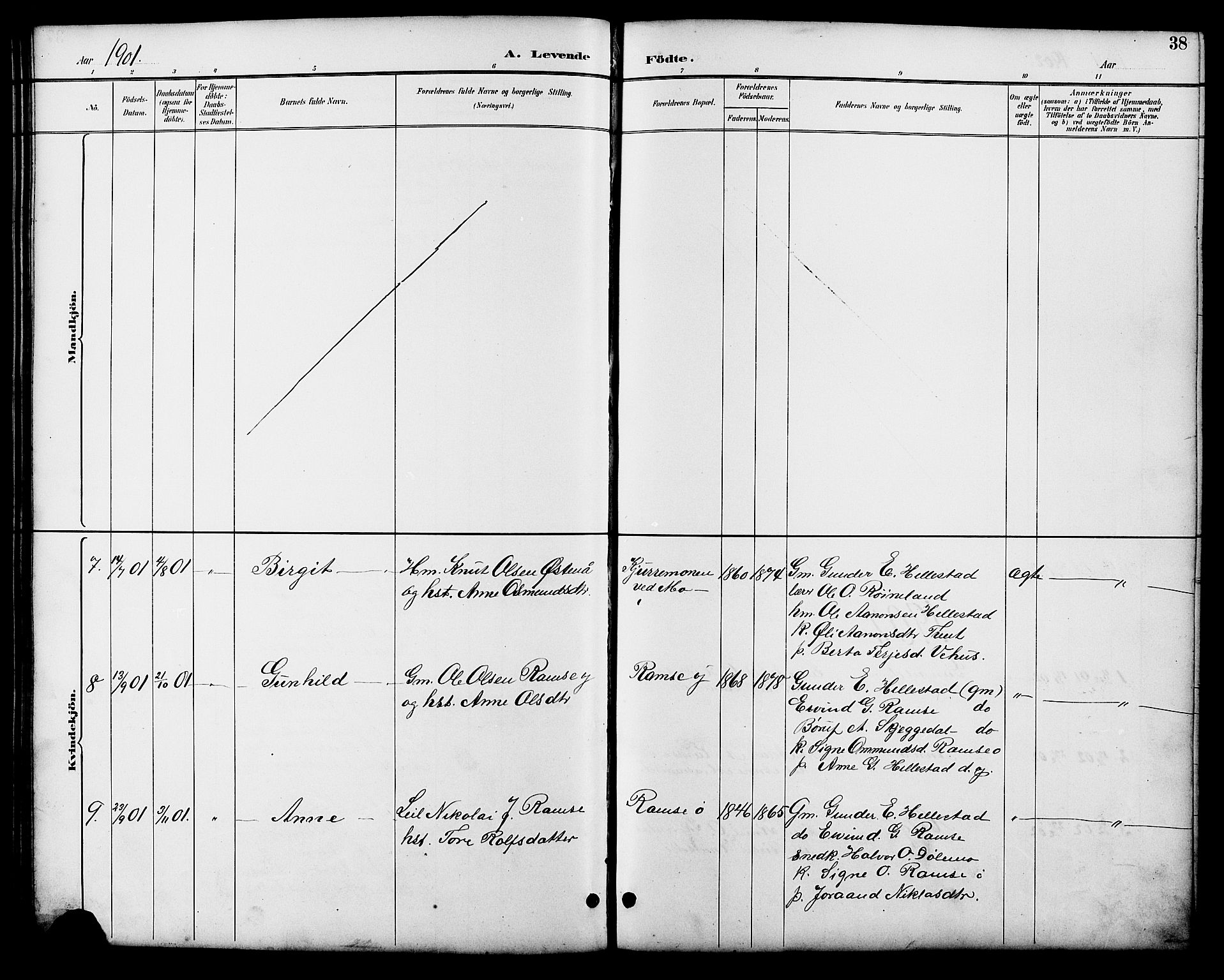 Åmli sokneprestkontor, SAK/1111-0050/F/Fb/Fbb/L0002: Klokkerbok nr. B 2, 1890-1905, s. 38